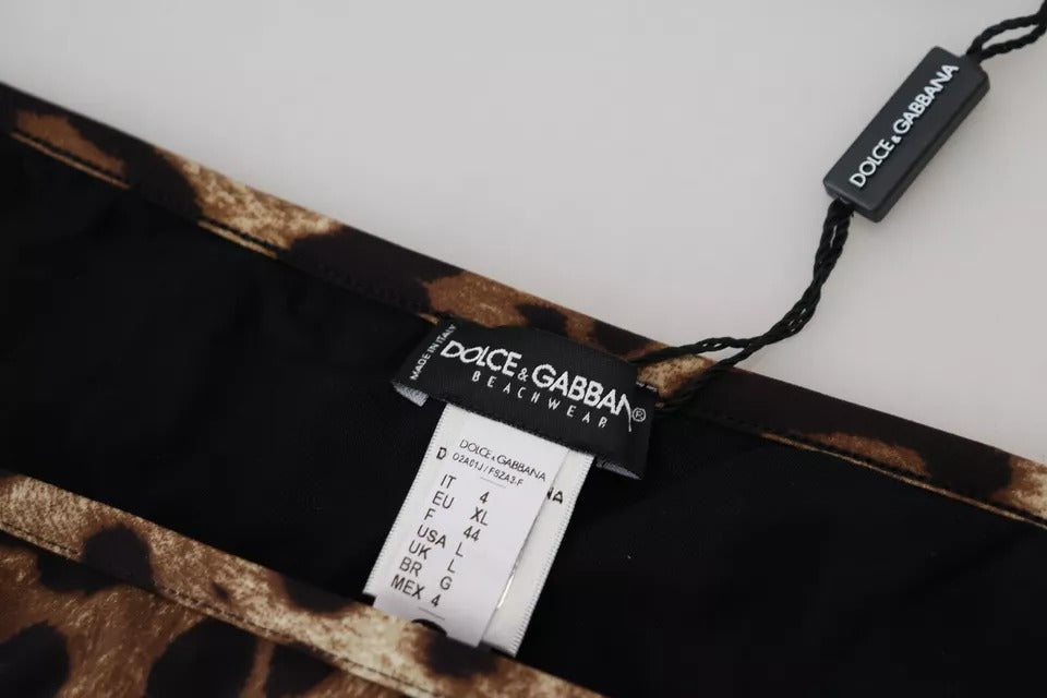 Brun leopardmönstrad baddräkt badkläder bikinitrosa