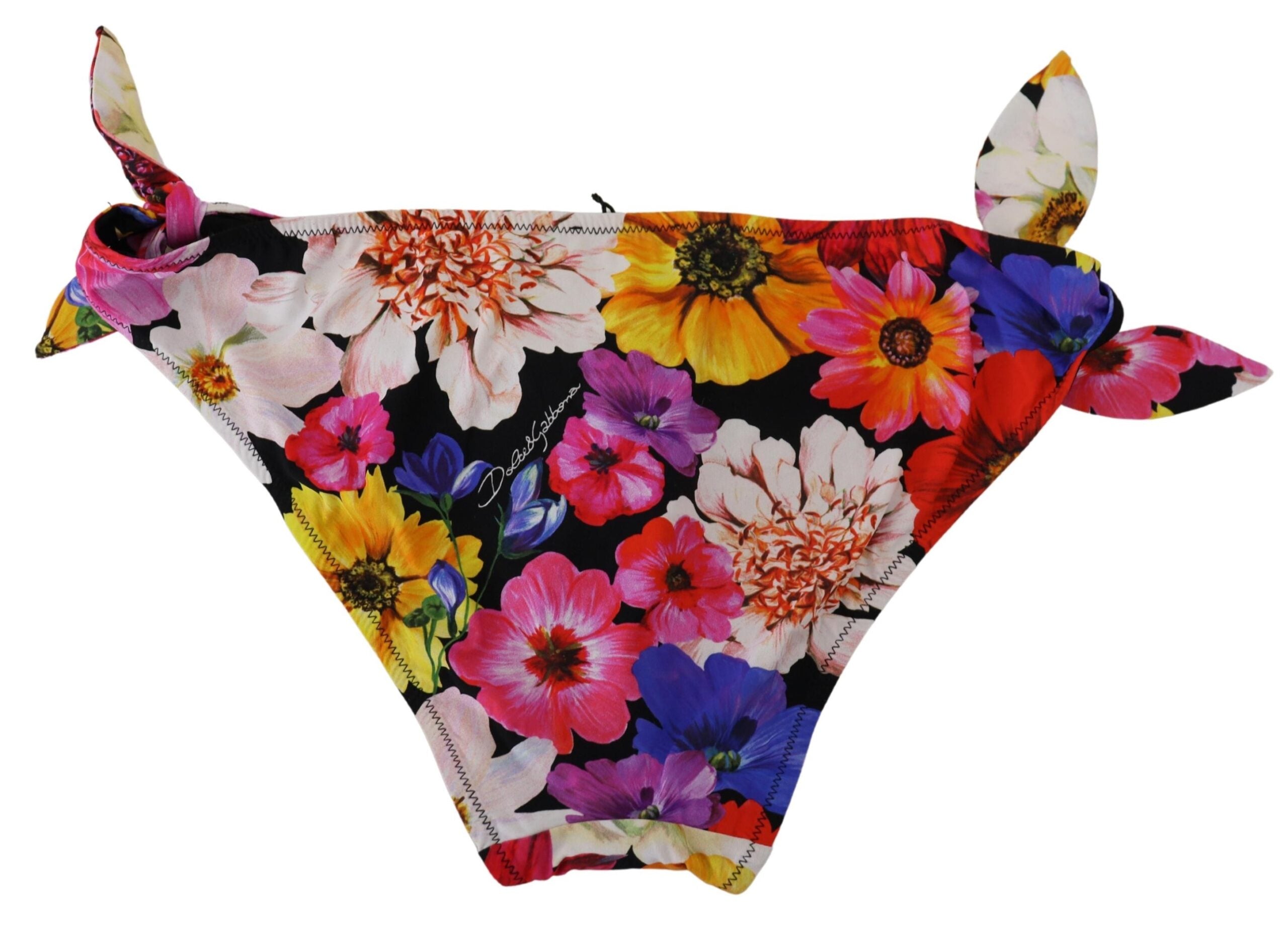 Svart blommig baddräkt bikiniunderdel badkläder
