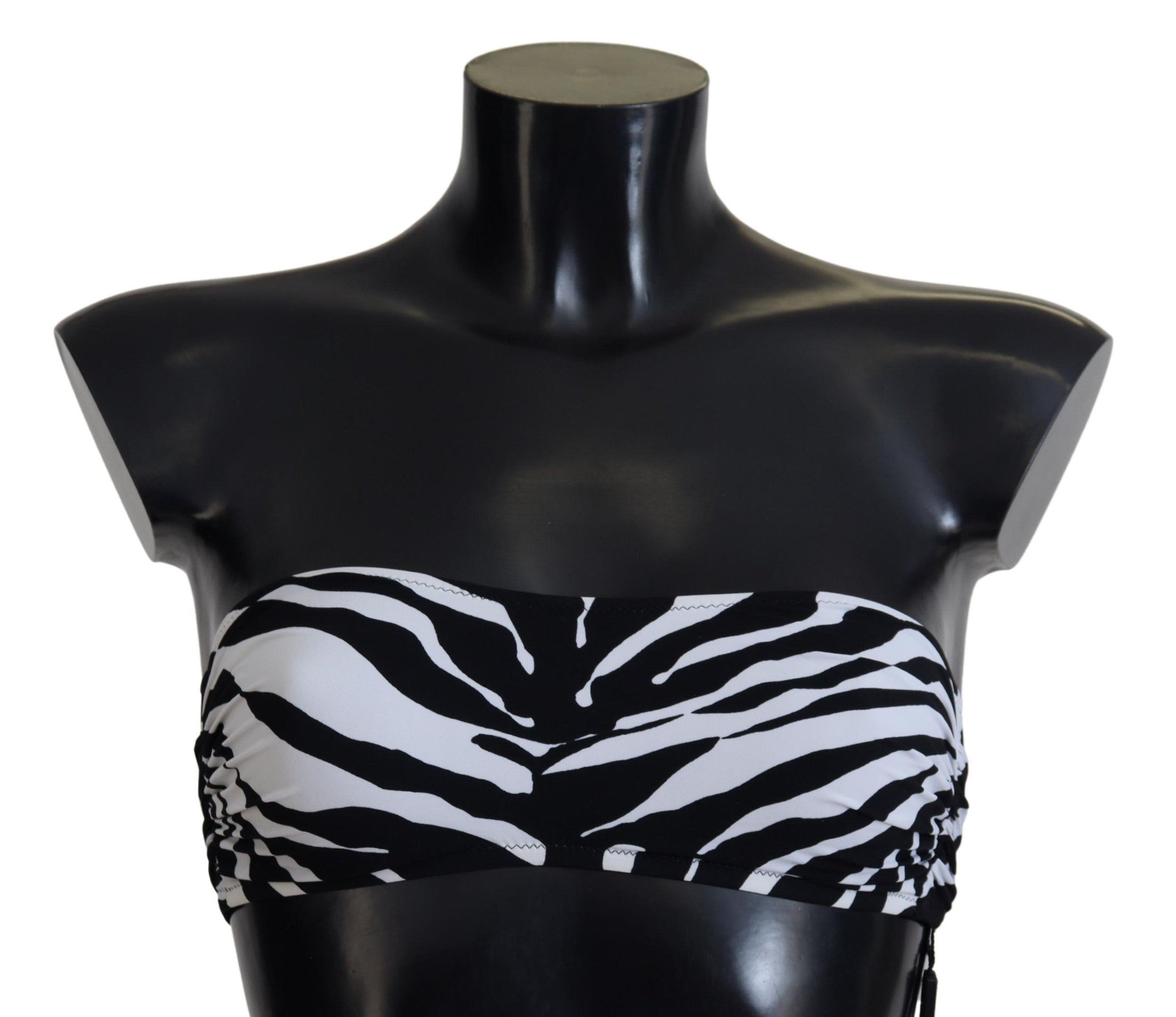 Svartvit Zebra Bandeau Badkläder Bikiniöverdel