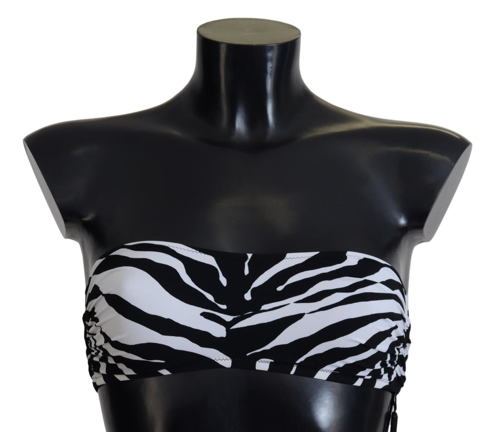 Svartvit Zebra Bandeau Badkläder Bikiniöverdel