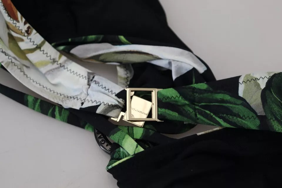 Svart blommig halterneck bikiniöverdel för badkläder
