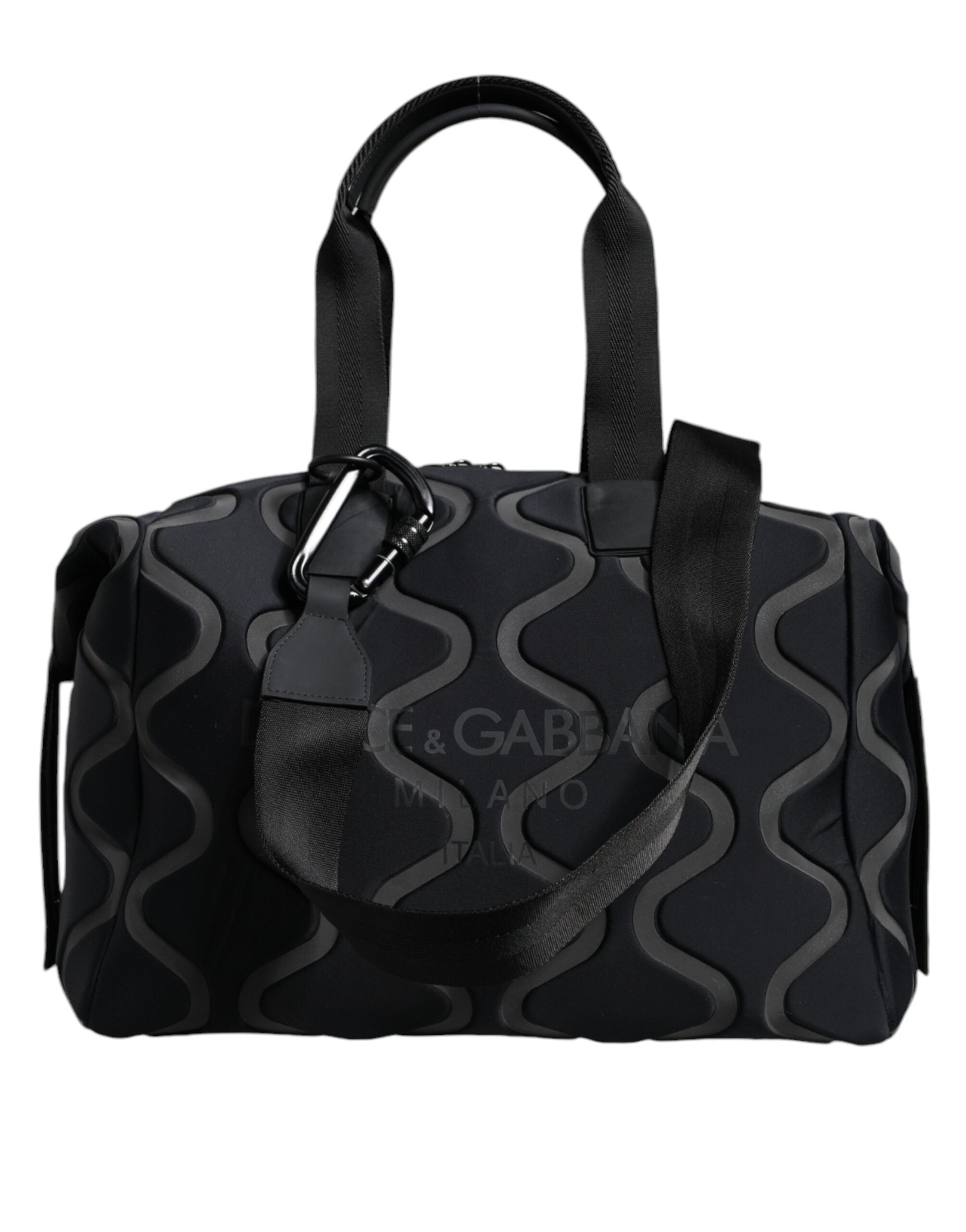 Svart neopren logotyp sport gym duffel axelväska
