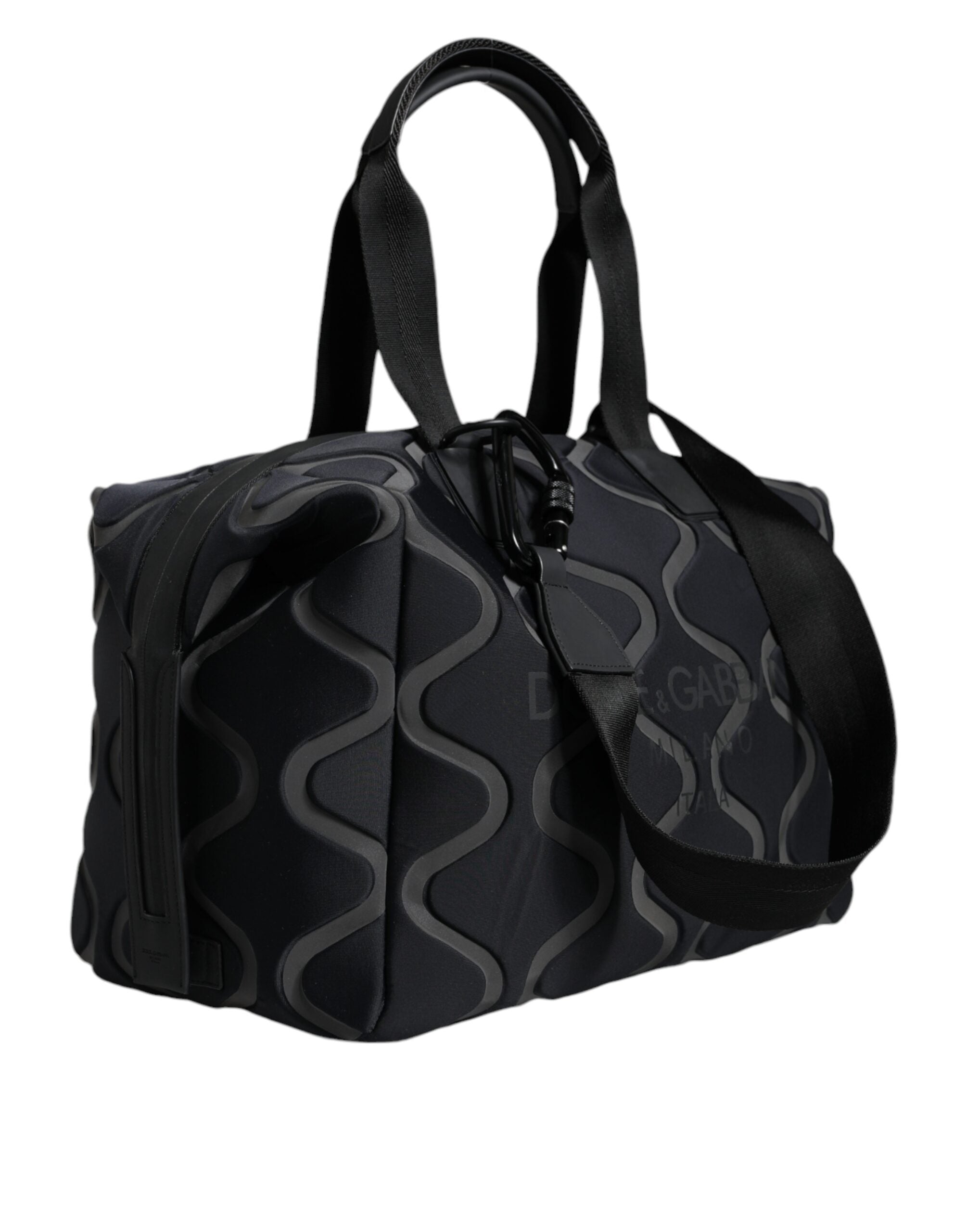 Svart neopren logotyp sport gym duffel axelväska