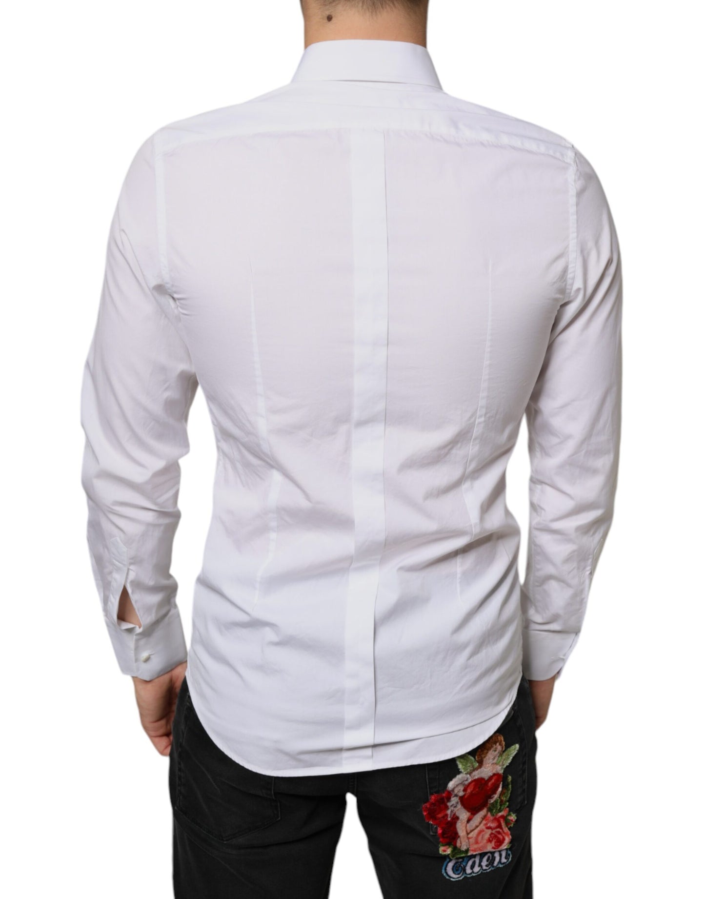 Dolce &amp; Gabbana Vit Bib Bomullspoplin Festskjorta