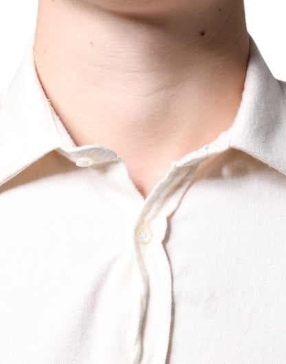 AGLINI Off White bomullskrage herrskjorta