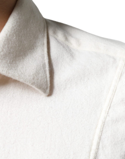AGLINI Off White bomullskrage herrskjorta