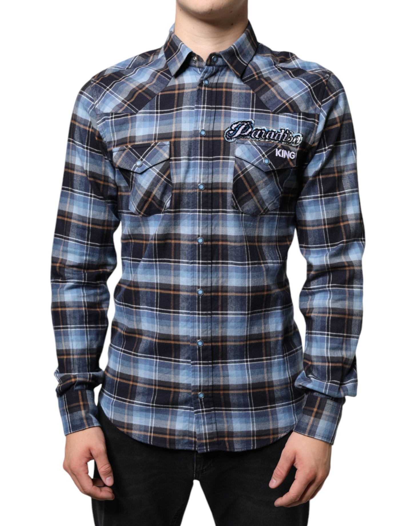 Dolce &amp; Gabbana Flerfärgad Rutig Paradiso Patch Slim Fit Skjorta