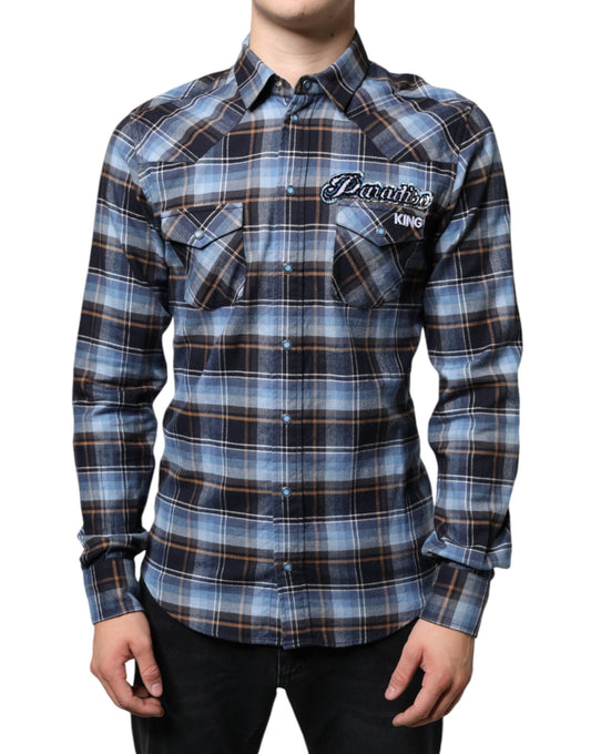 Dolce &amp; Gabbana Flerfärgad Rutig Paradiso Patch Slim Fit Skjorta