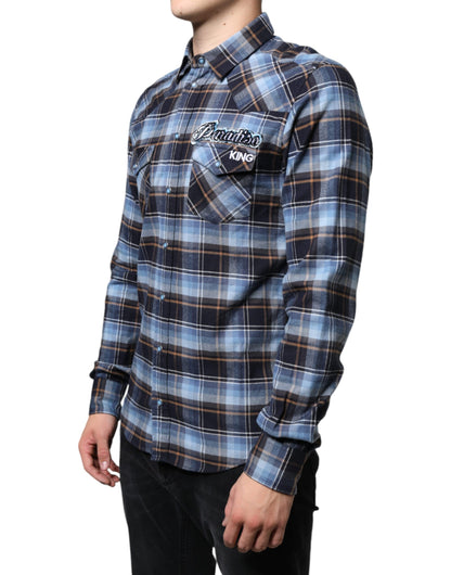 Dolce &amp; Gabbana Flerfärgad Rutig Paradiso Patch Slim Fit Skjorta
