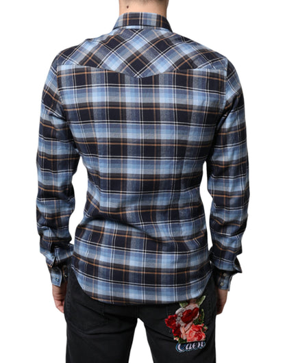 Dolce &amp; Gabbana Flerfärgad Rutig Paradiso Patch Slim Fit Skjorta