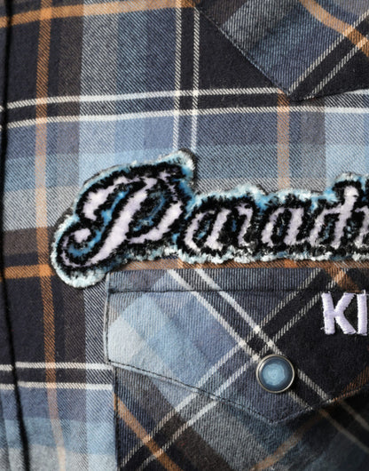 Dolce &amp; Gabbana Flerfärgad Rutig Paradiso Patch Slim Fit Skjorta