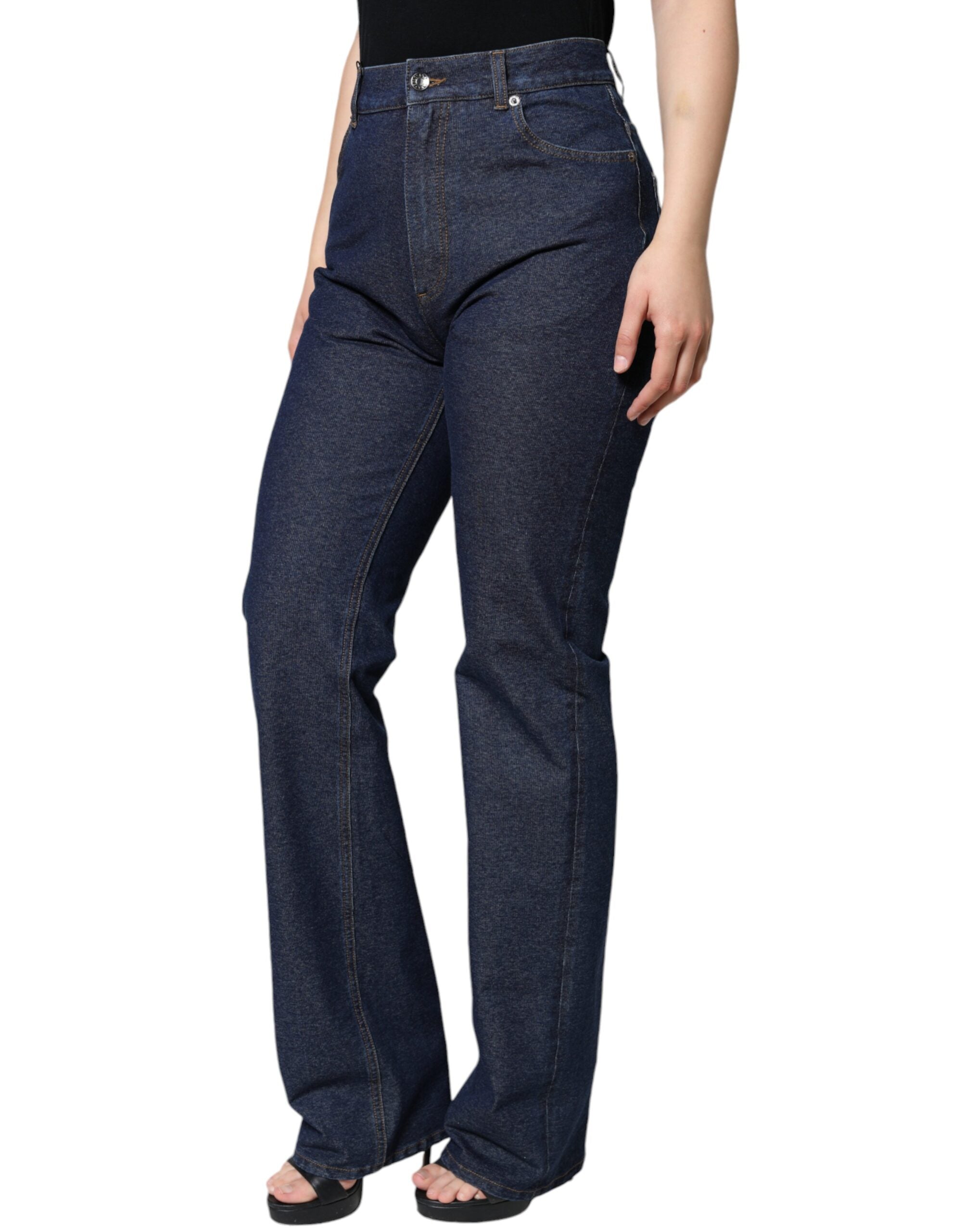 Mörkblå raka bomullsstretchjeans