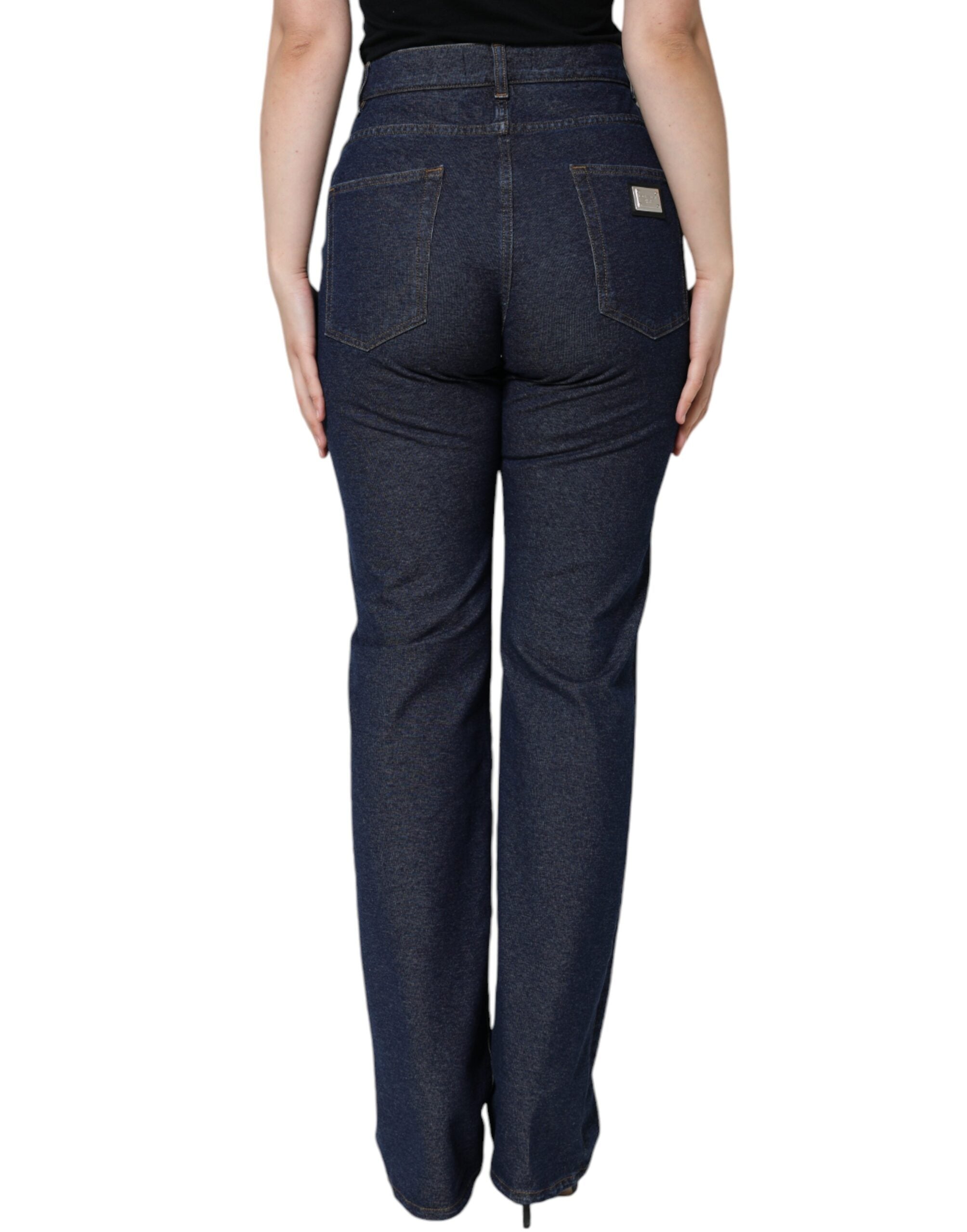 Mörkblå raka bomullsstretchjeans