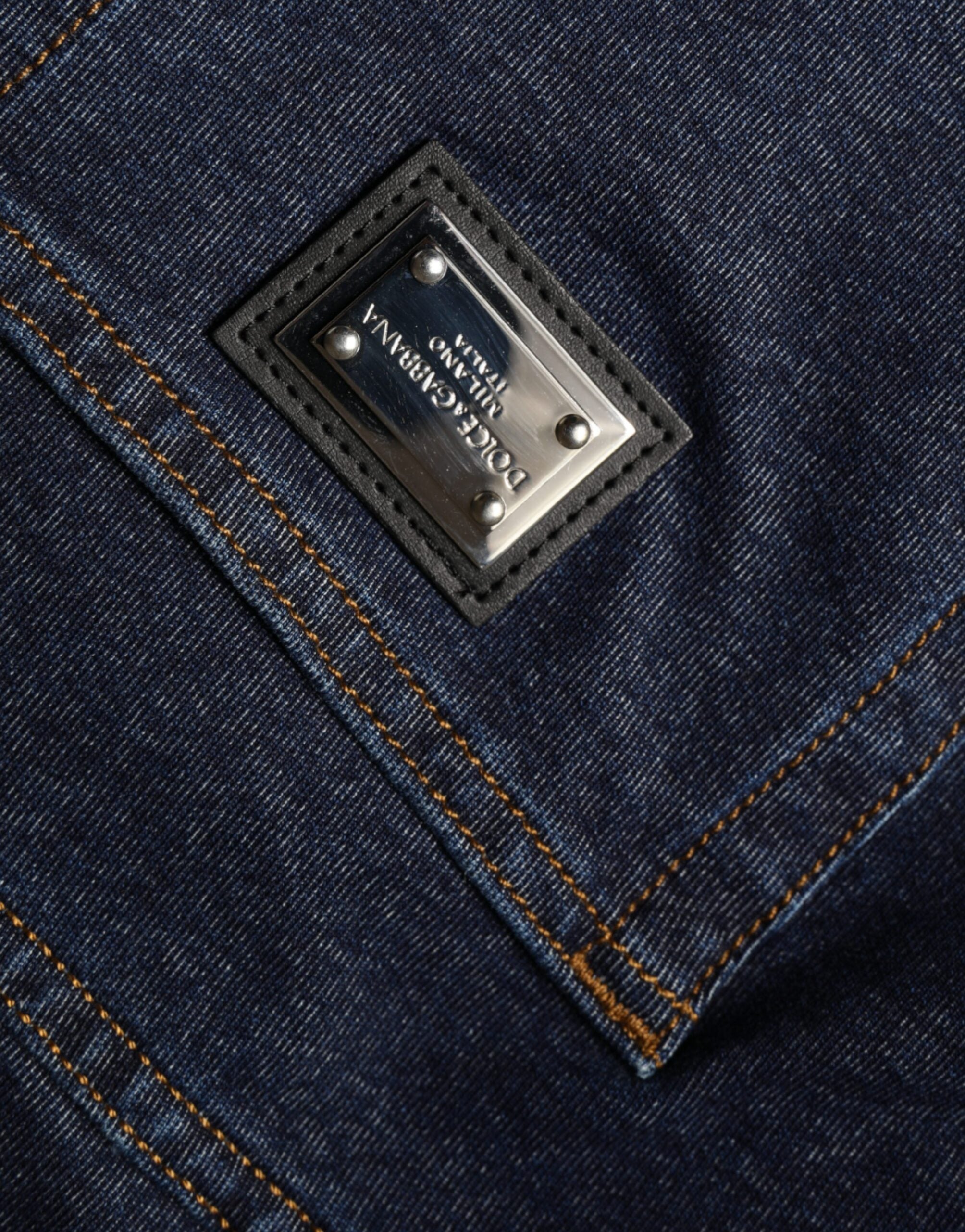 Mörkblå raka bomullsstretchjeans