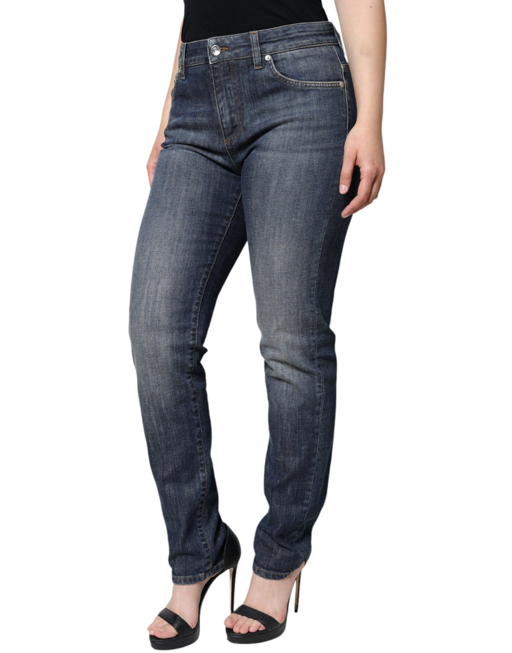 Mörkblå bomullsstretchiga skinny denimjeans