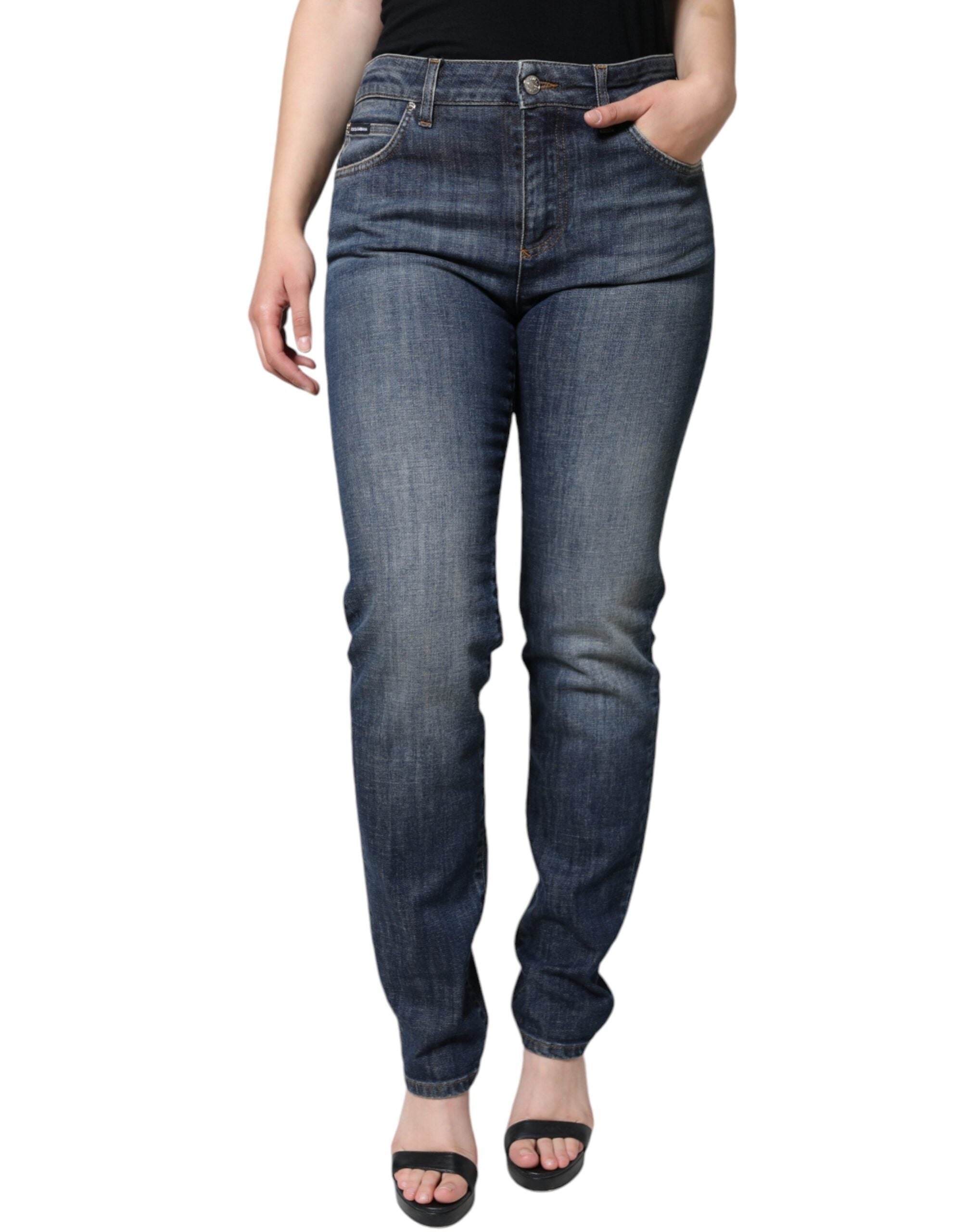 Mörkblå bomullsstretchiga skinny denimjeans