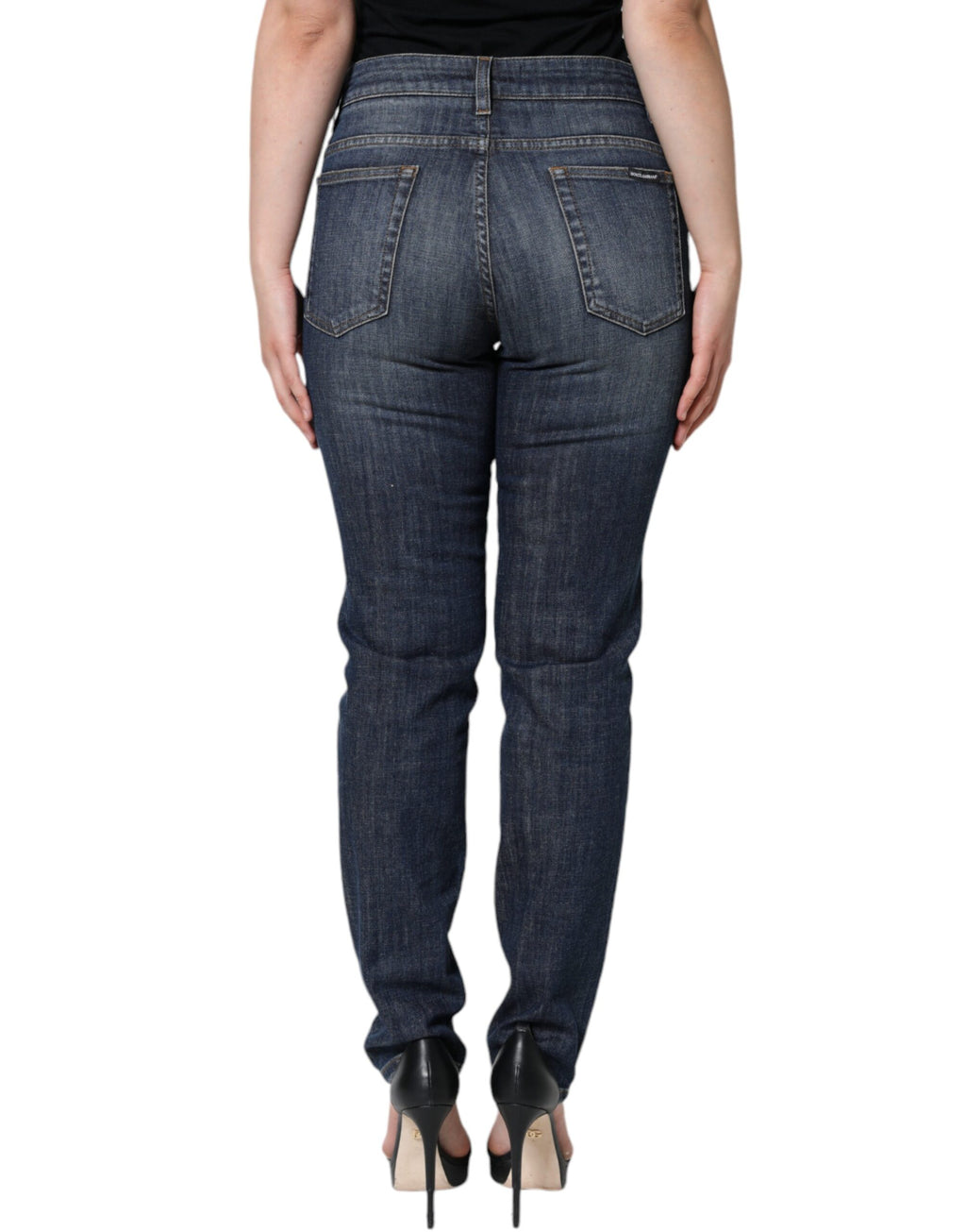 Mörkblå bomullsstretchiga skinny denimjeans