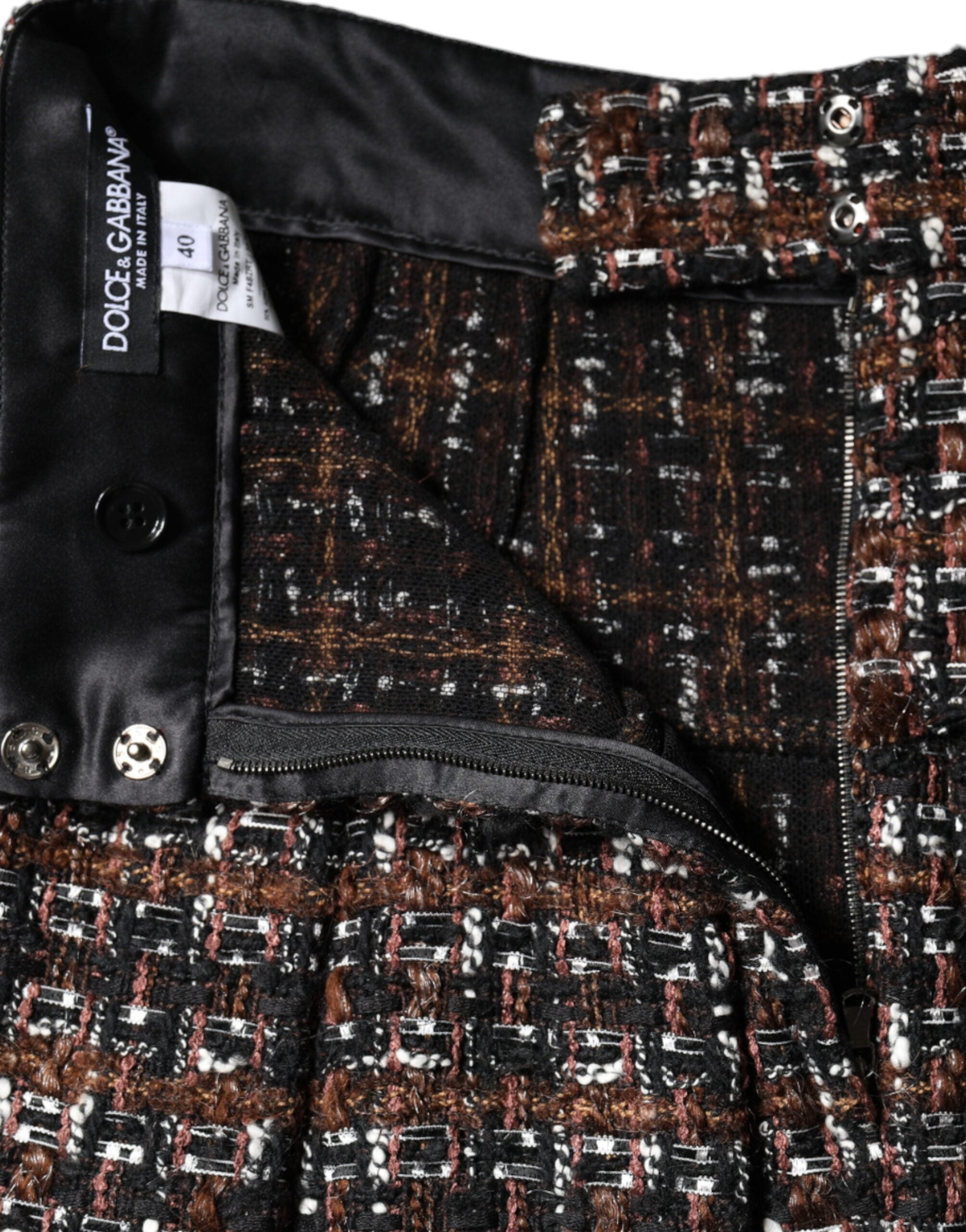 Flerfärgad A-linjeformad minikjol med hög midja och tartan i tweed