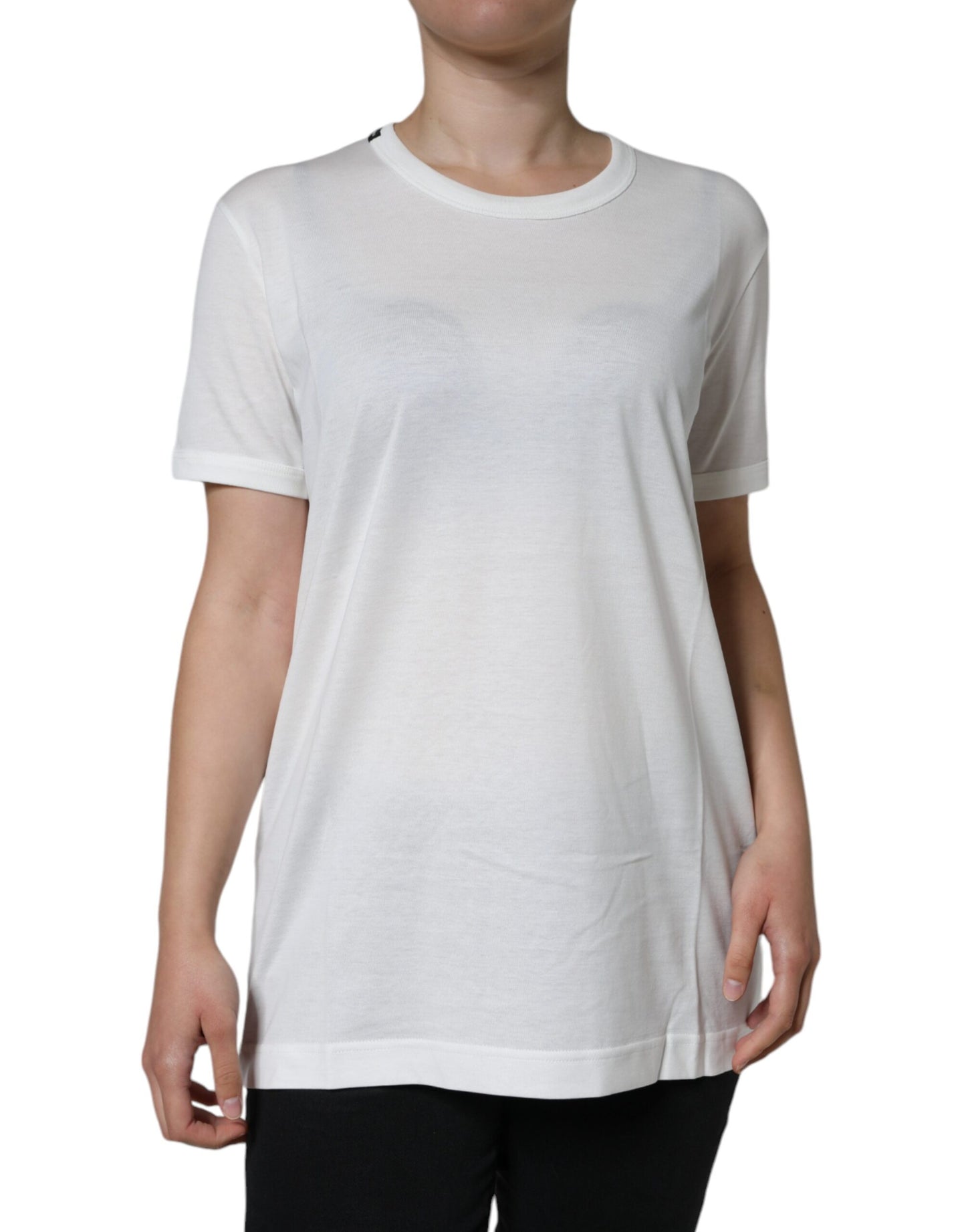 Dolce &amp; Gabbana Vit bomulls-t-shirt med rund hals och kort ärm