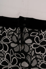 Dolce & Gabbana Floral Macramé Lace Crystal Button Skirt