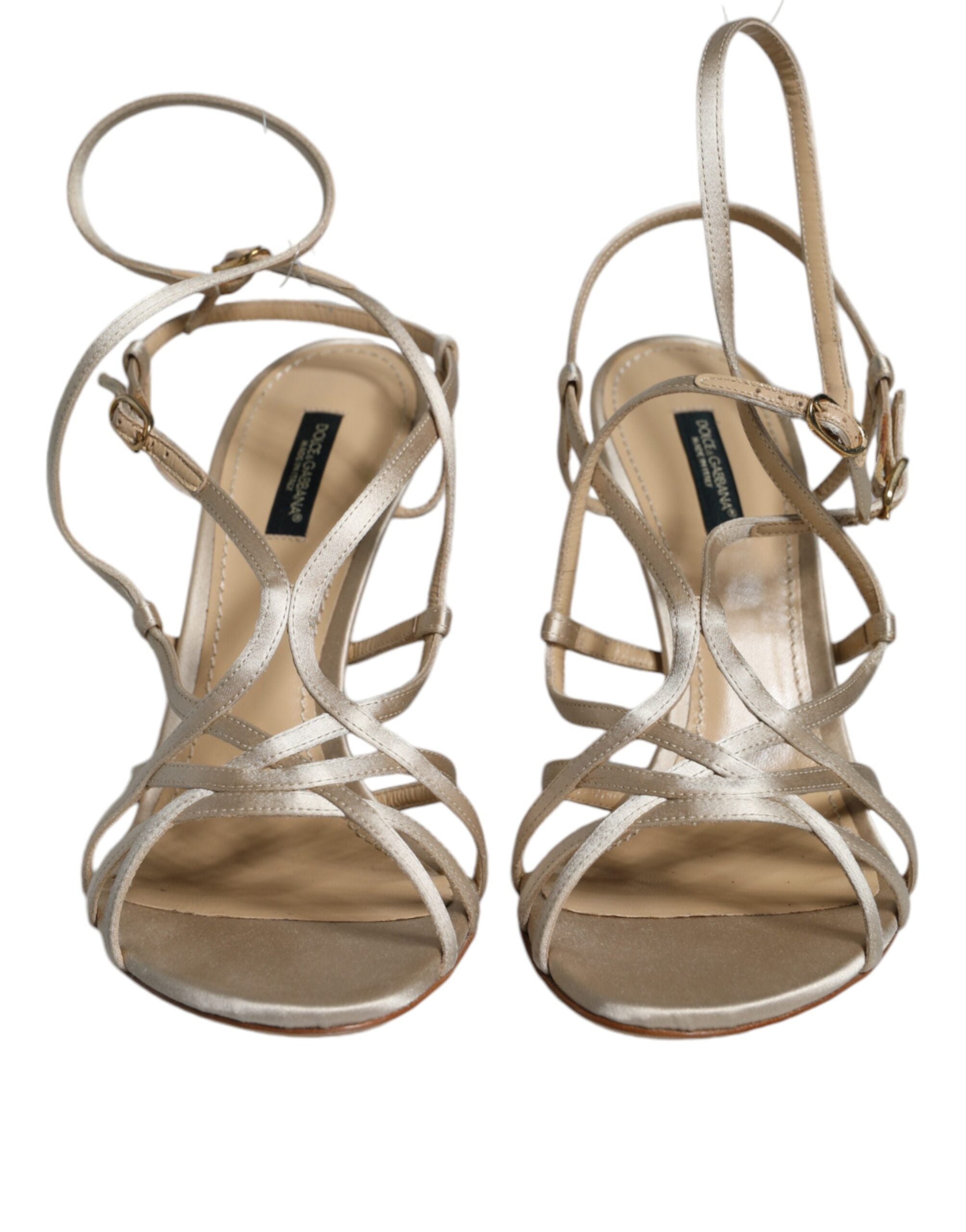 Beige skinnsandaler med stiletthæl og sko