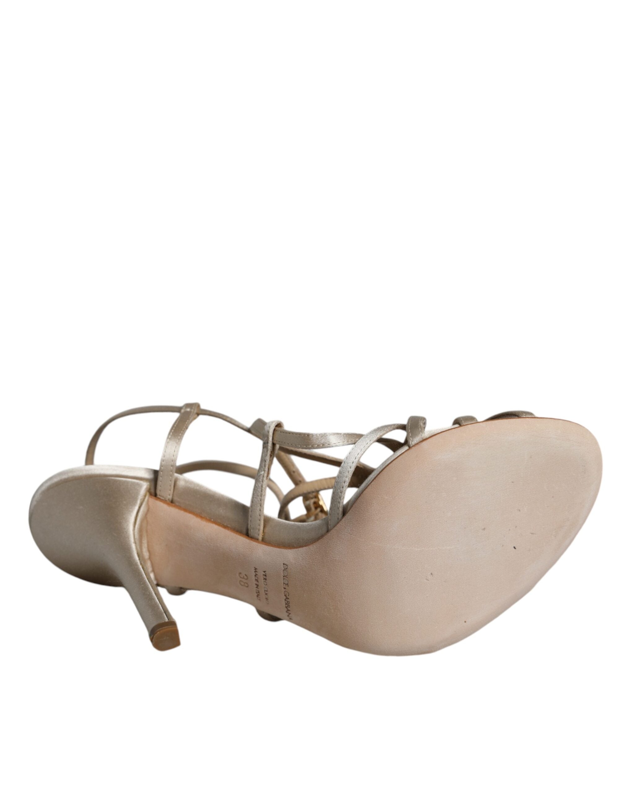 Beige skinnsandaler med stiletthæl og sko