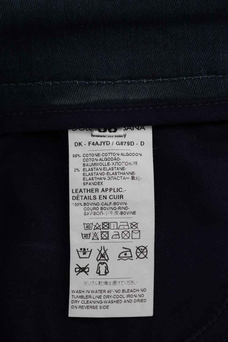 Blå kort randig minijeanskjol