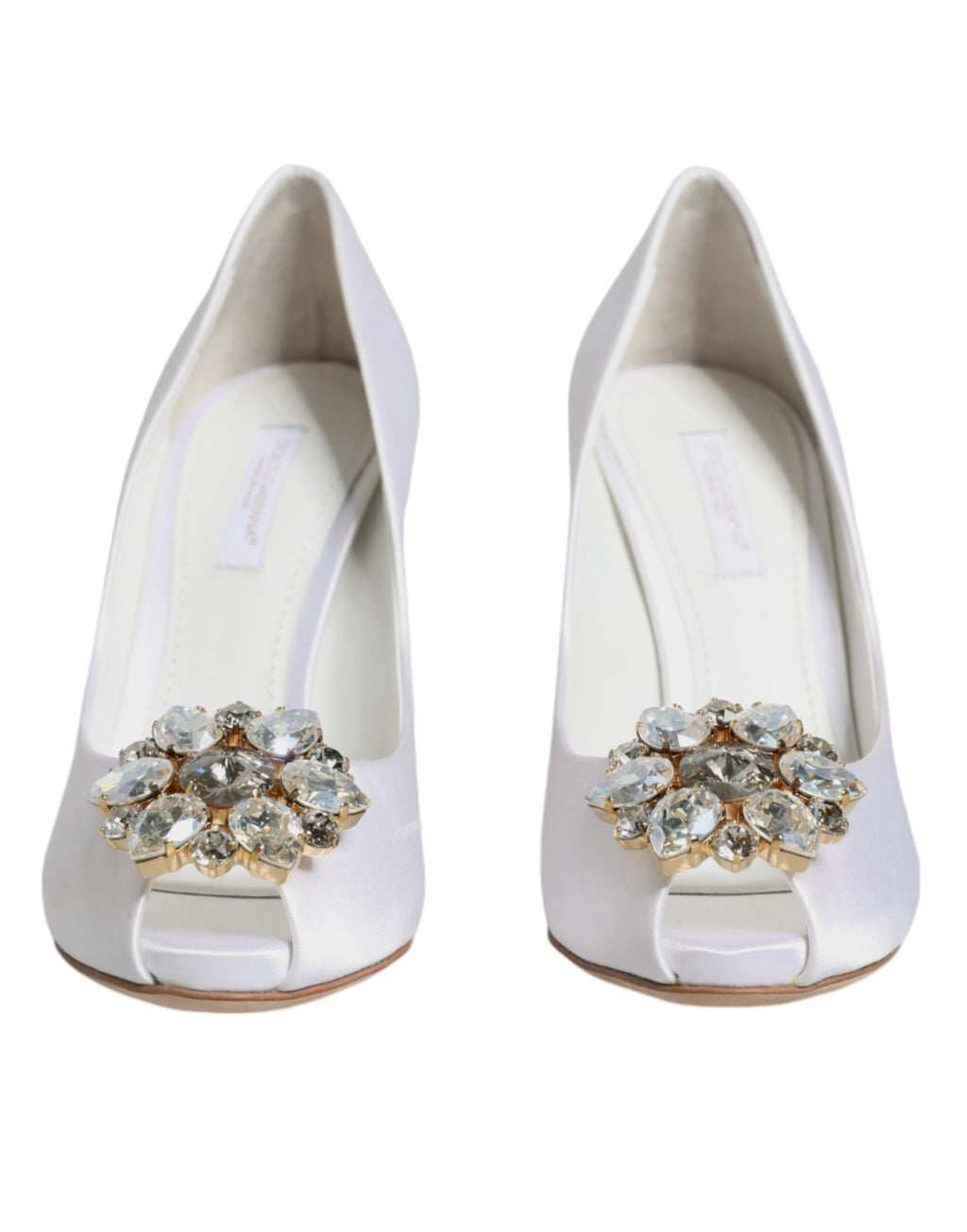 Vita Kristaller Peep Toe Satin Pumps Skor