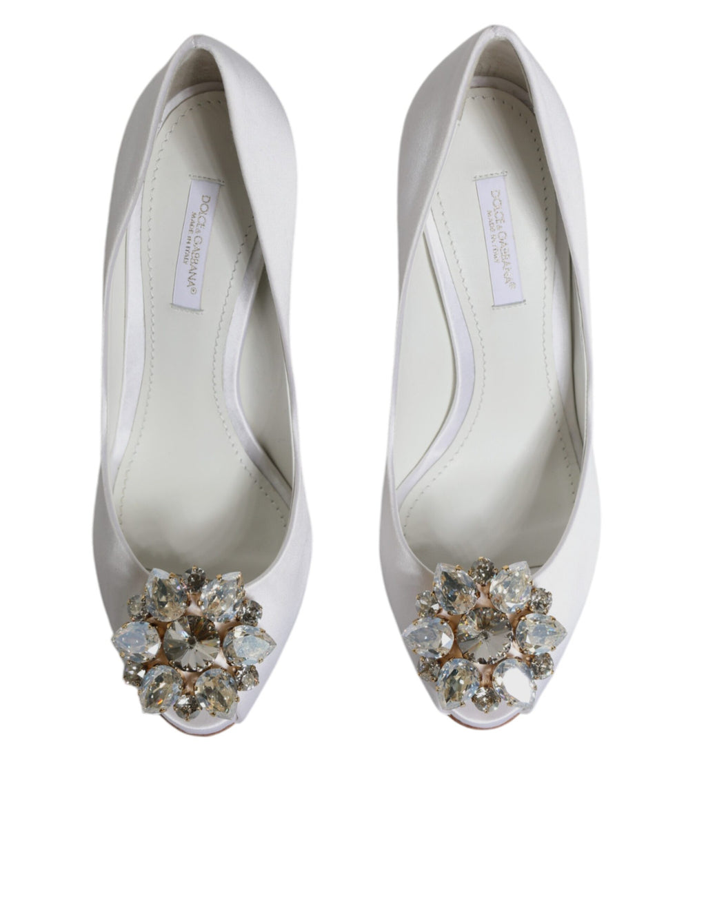 Vita Kristaller Peep Toe Satin Pumps Skor