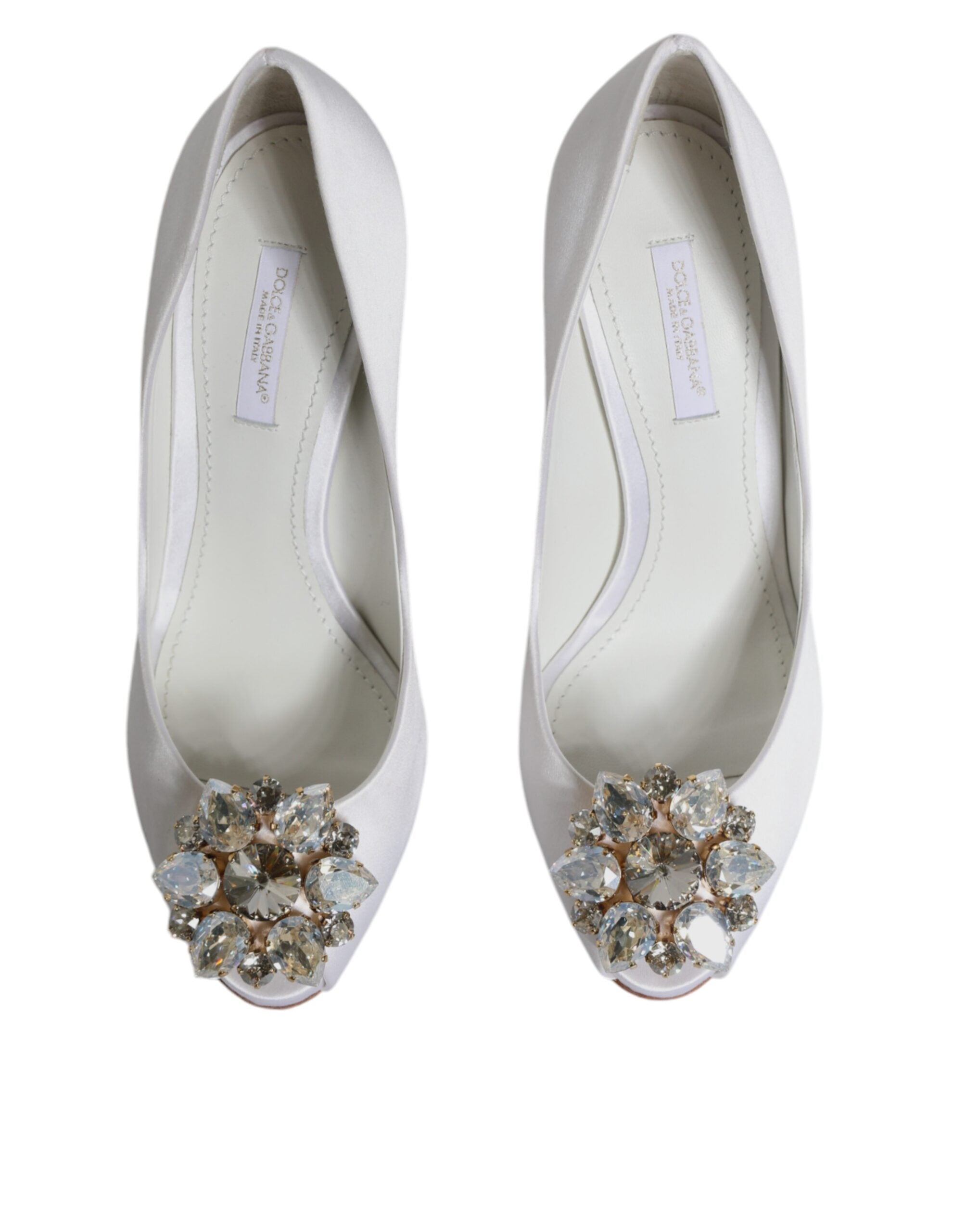 Vita Kristaller Peep Toe Satin Pumps Skor