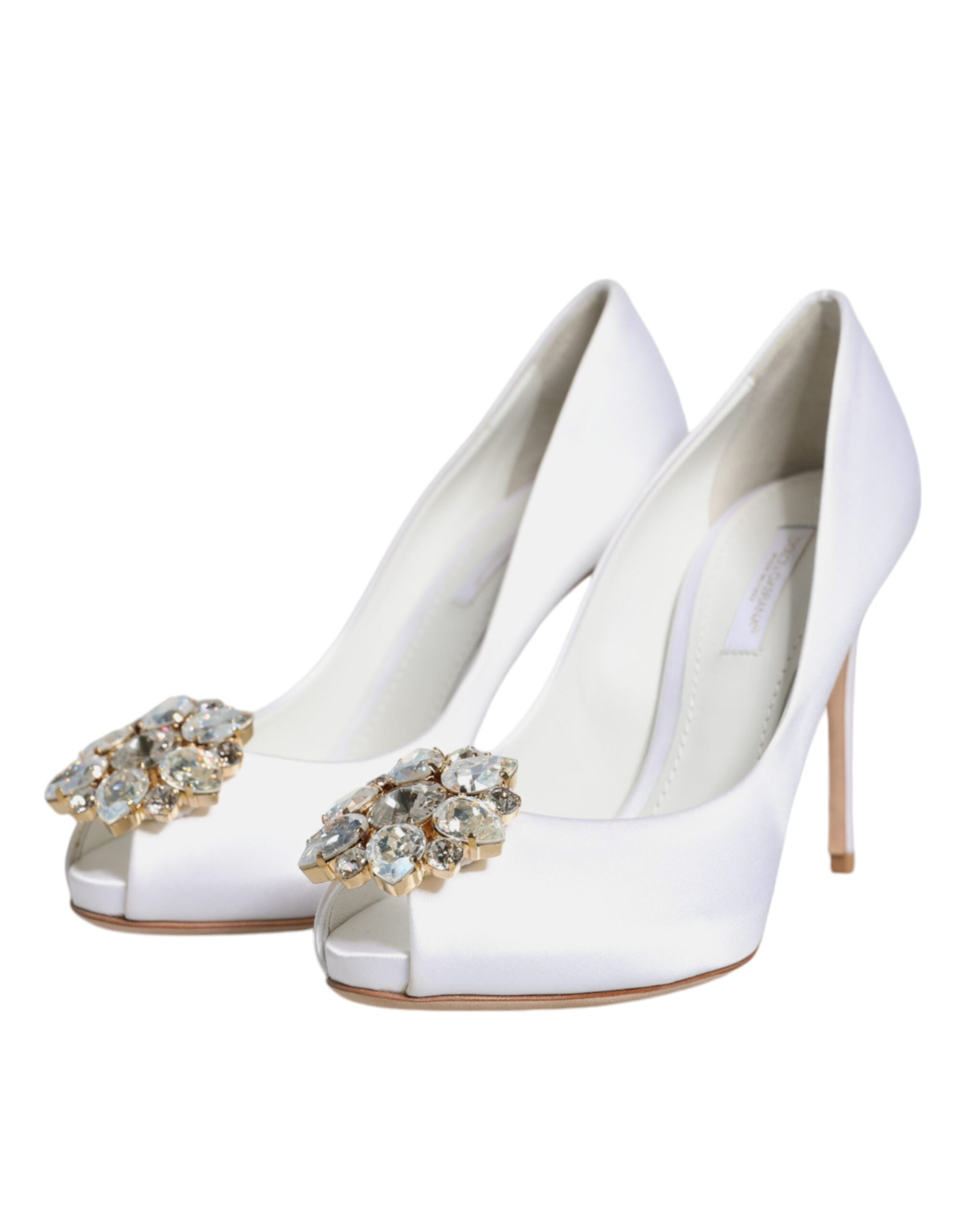 Vita Kristaller Peep Toe Satin Pumps Skor