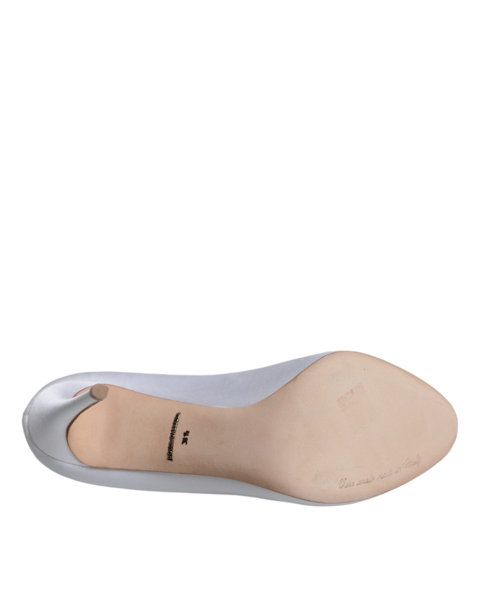 Hvite Krystaller Peep Toe Sateng Pumps Sko