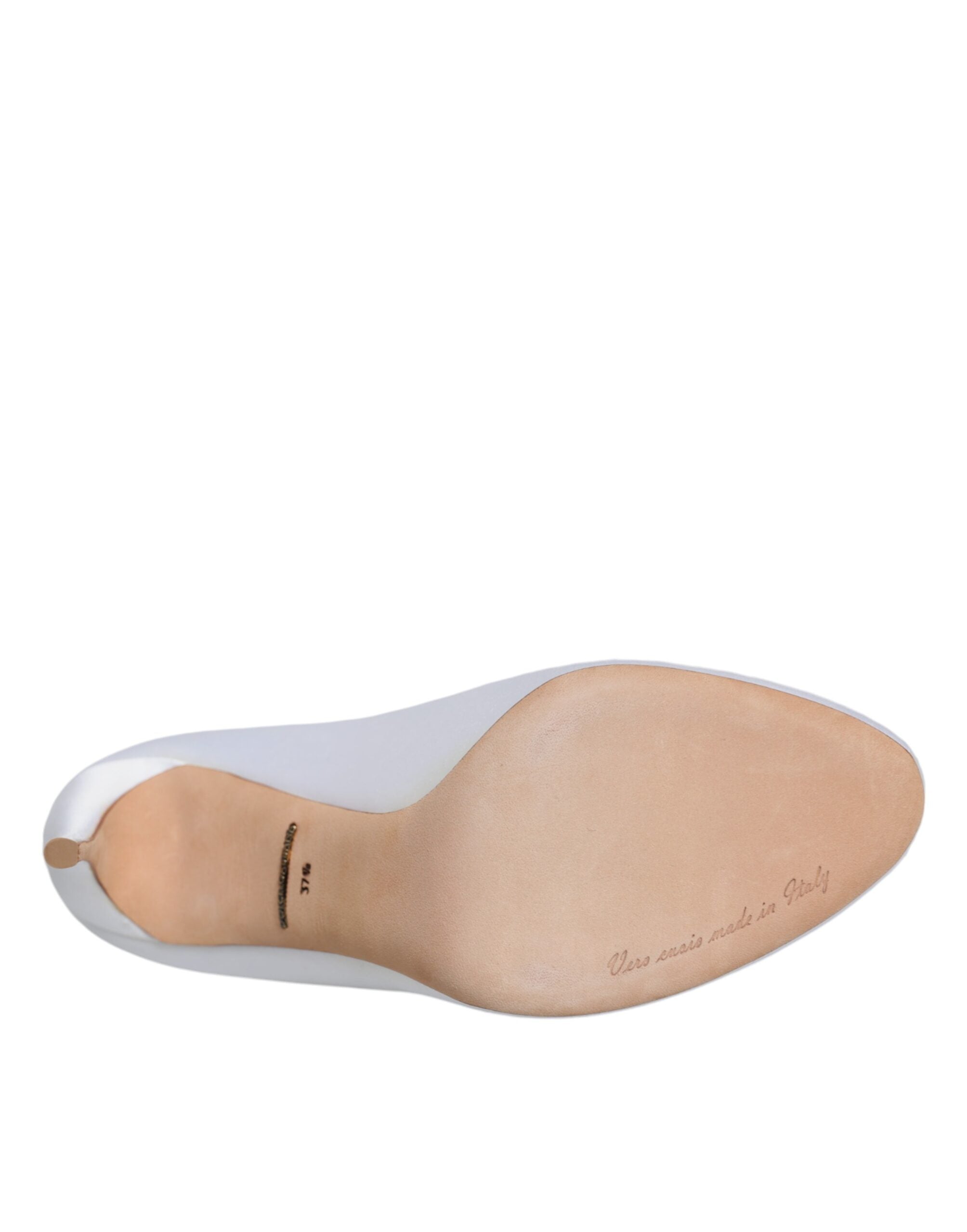 Hvite Krystaller Peep Toe Sateng Pumps Sko