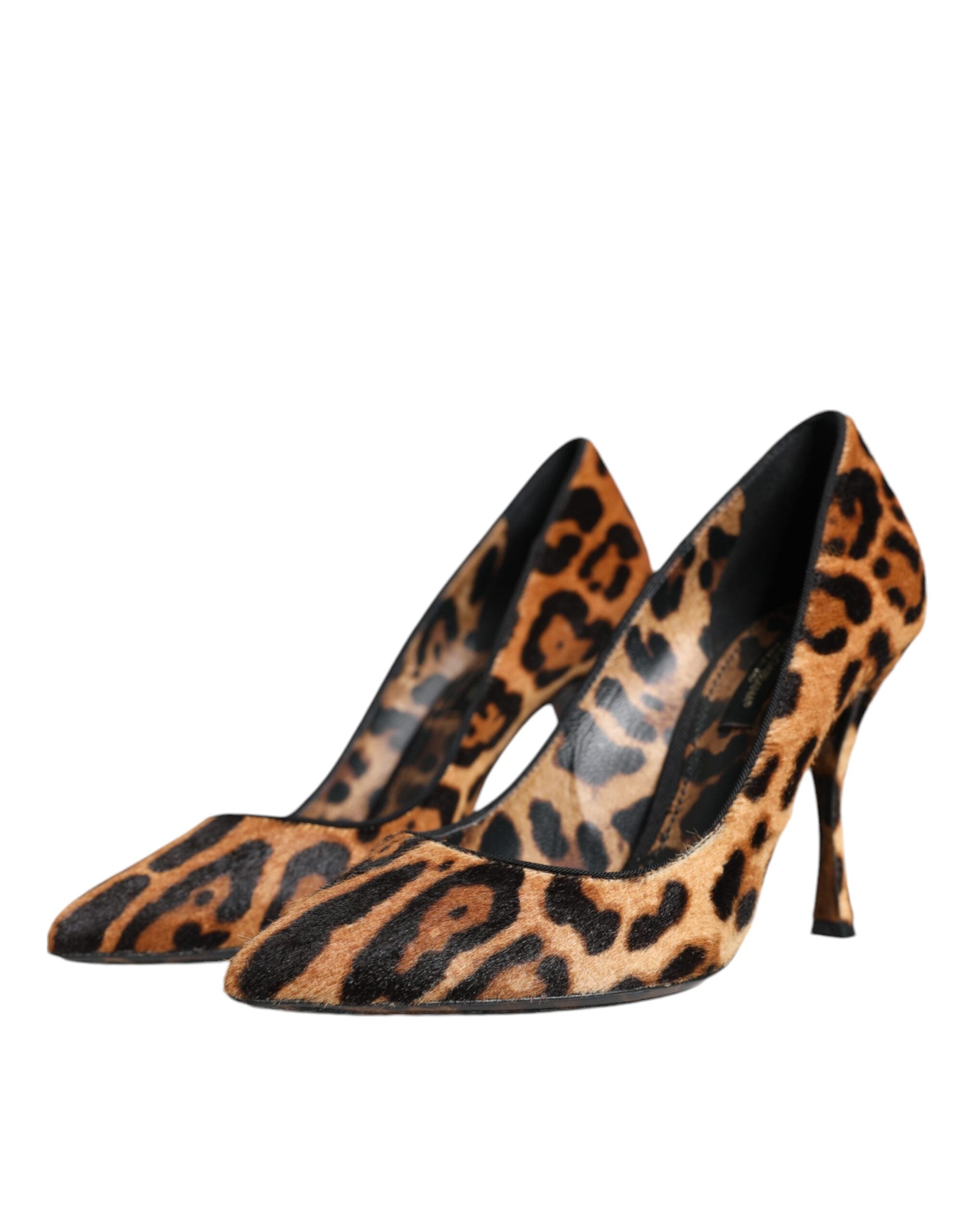 Brune Leopard Kalvehårshæler Pumps Sko