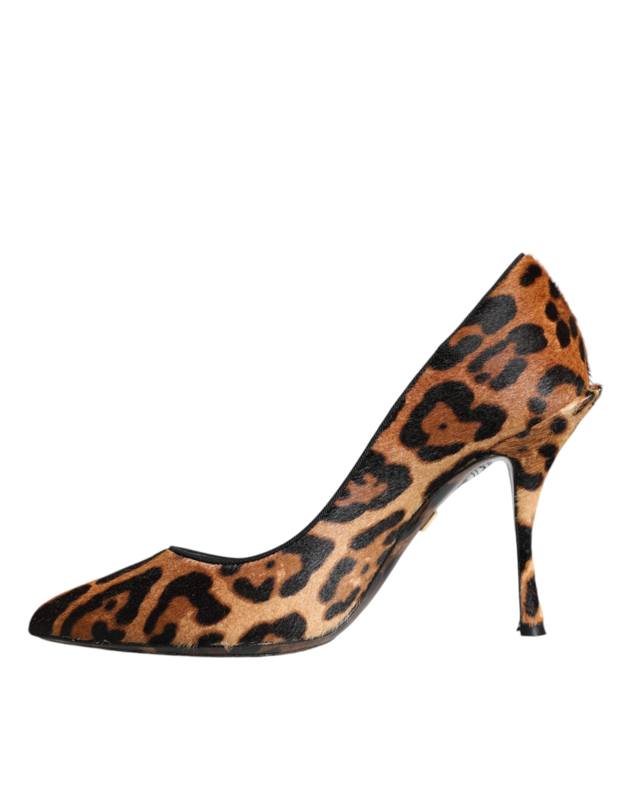 Brune Leopard Kalvehårshæler Pumps Sko