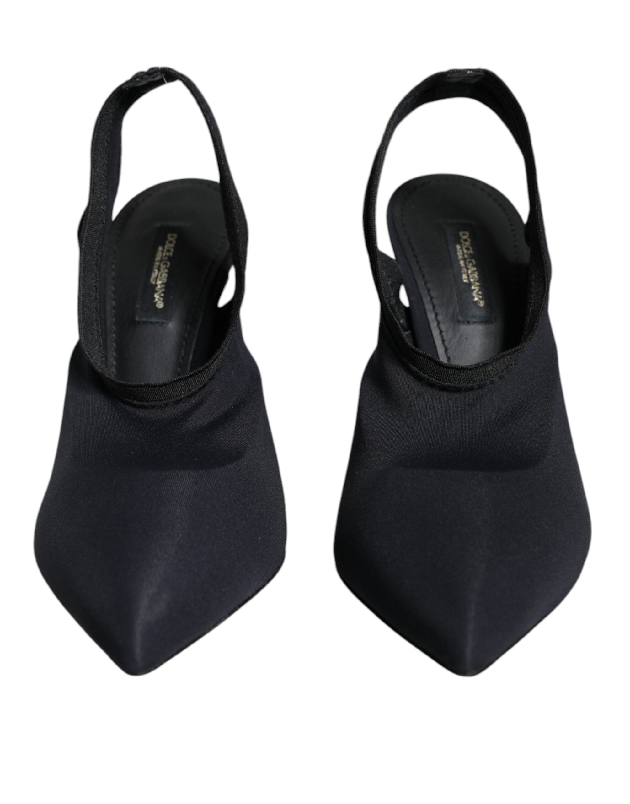 Svarte jersey stretchhæler slingback sko
