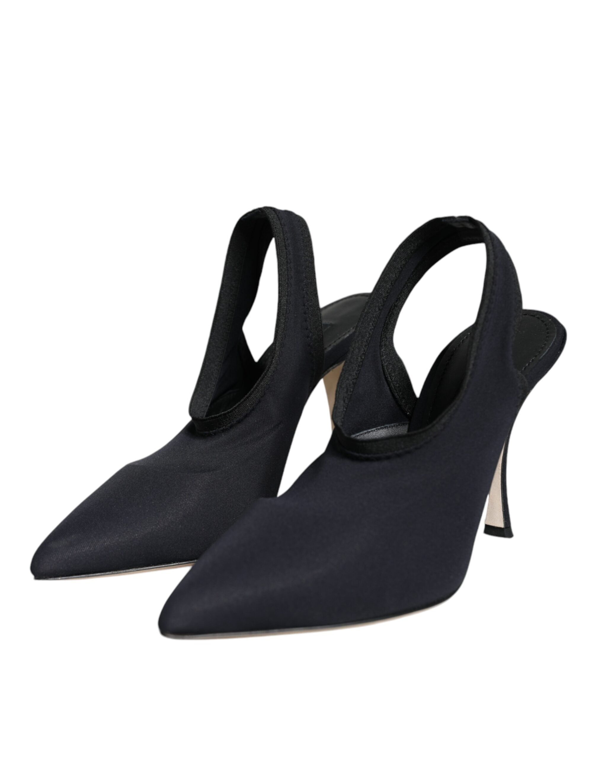 Svarte jersey stretchhæler slingback sko