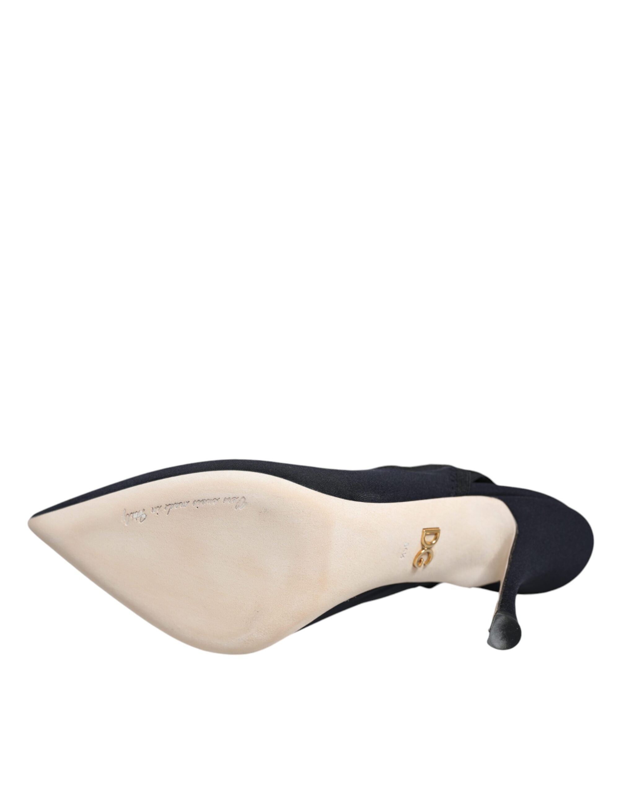 Svarte jersey stretchhæler slingback sko