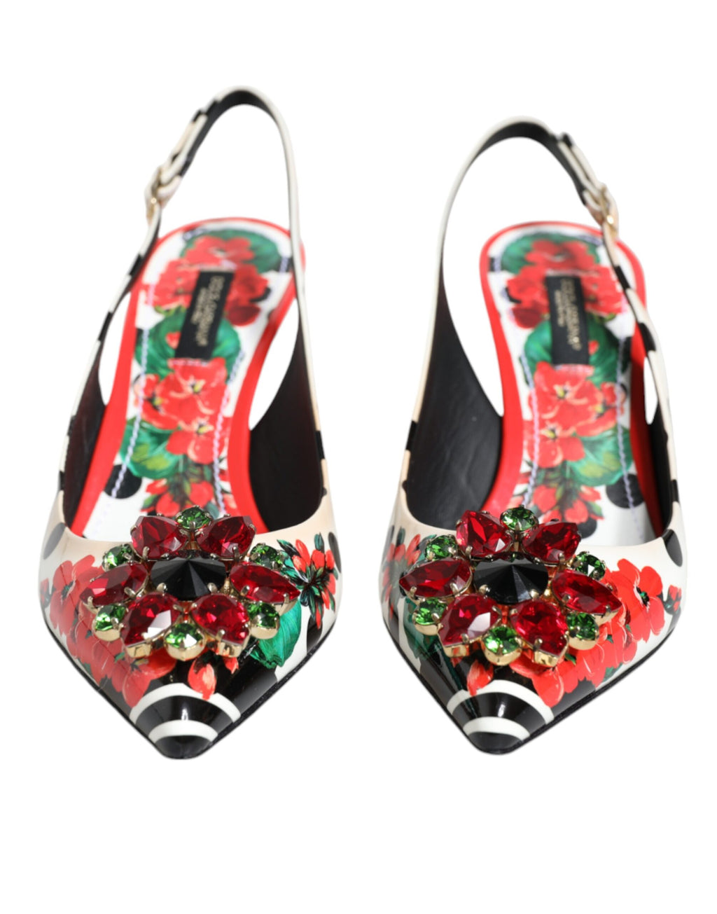 Flerfargede krystallhæler slingback-sko