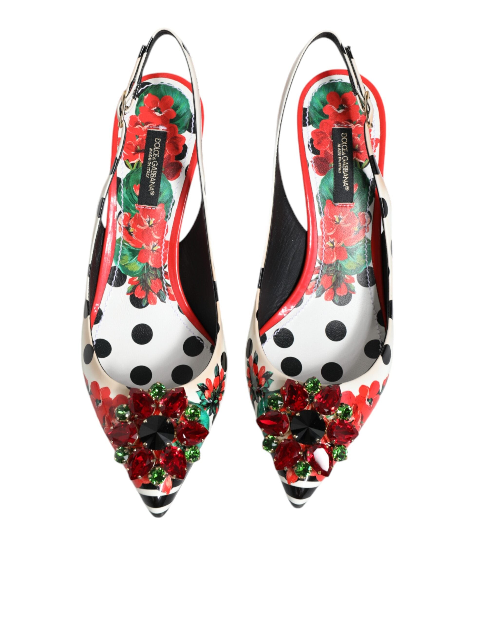 Flerfargede krystallhæler slingback-sko