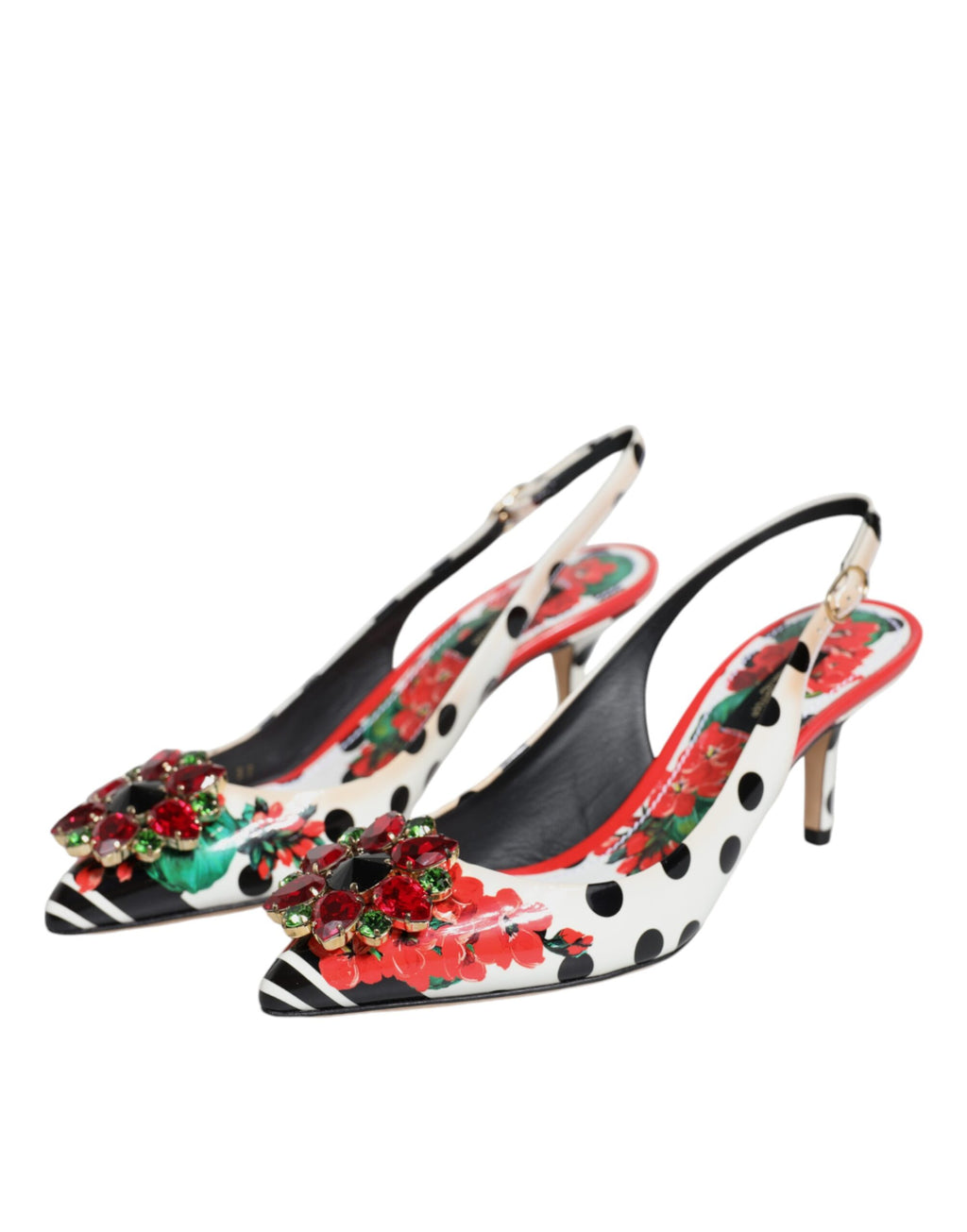 Flerfargede krystallhæler slingback-sko