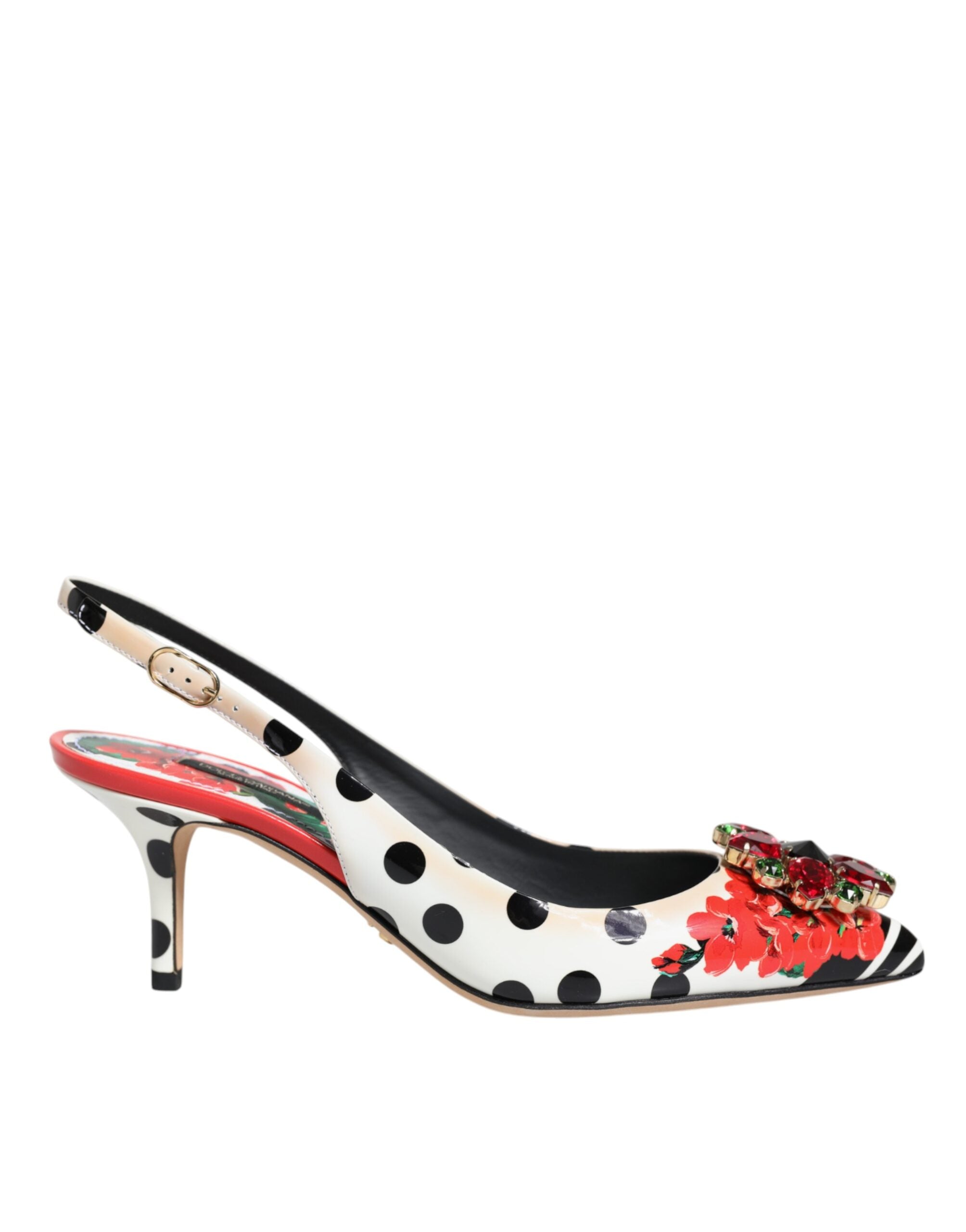 Flerfargede krystallhæler slingback-sko