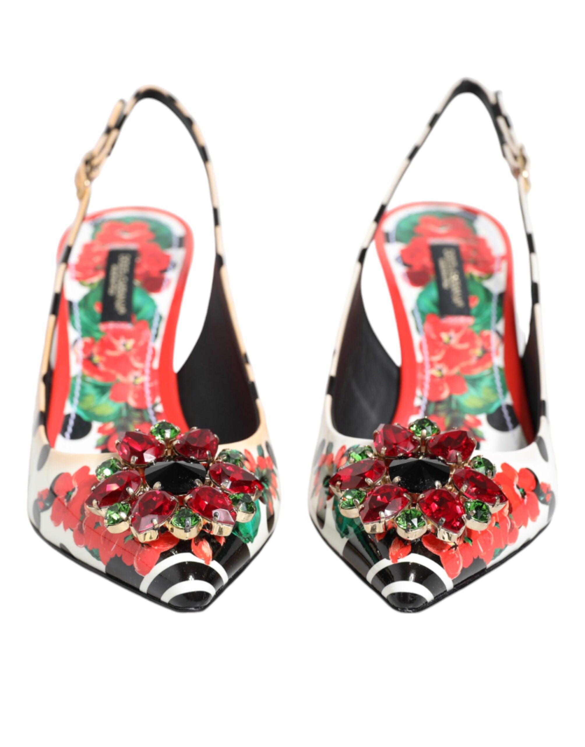 Flerfargede krystallhæler slingback-sko