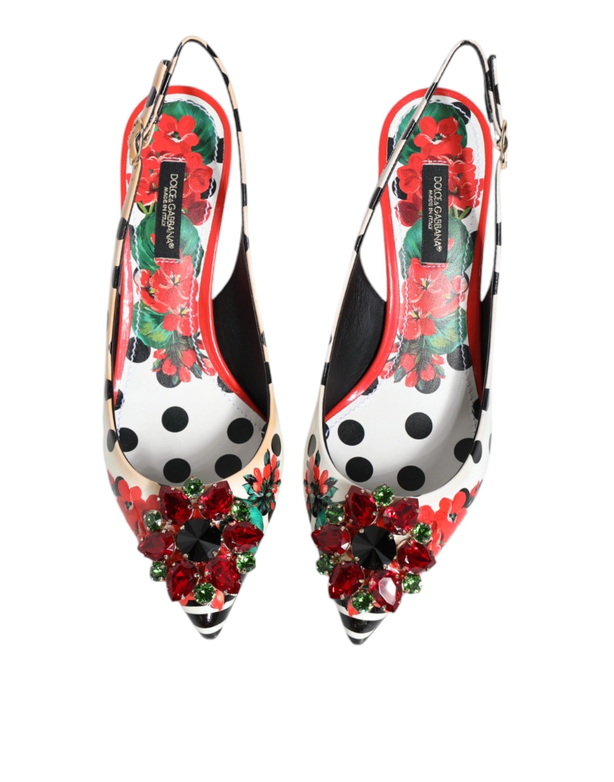 Flerfargede krystallhæler slingback-sko