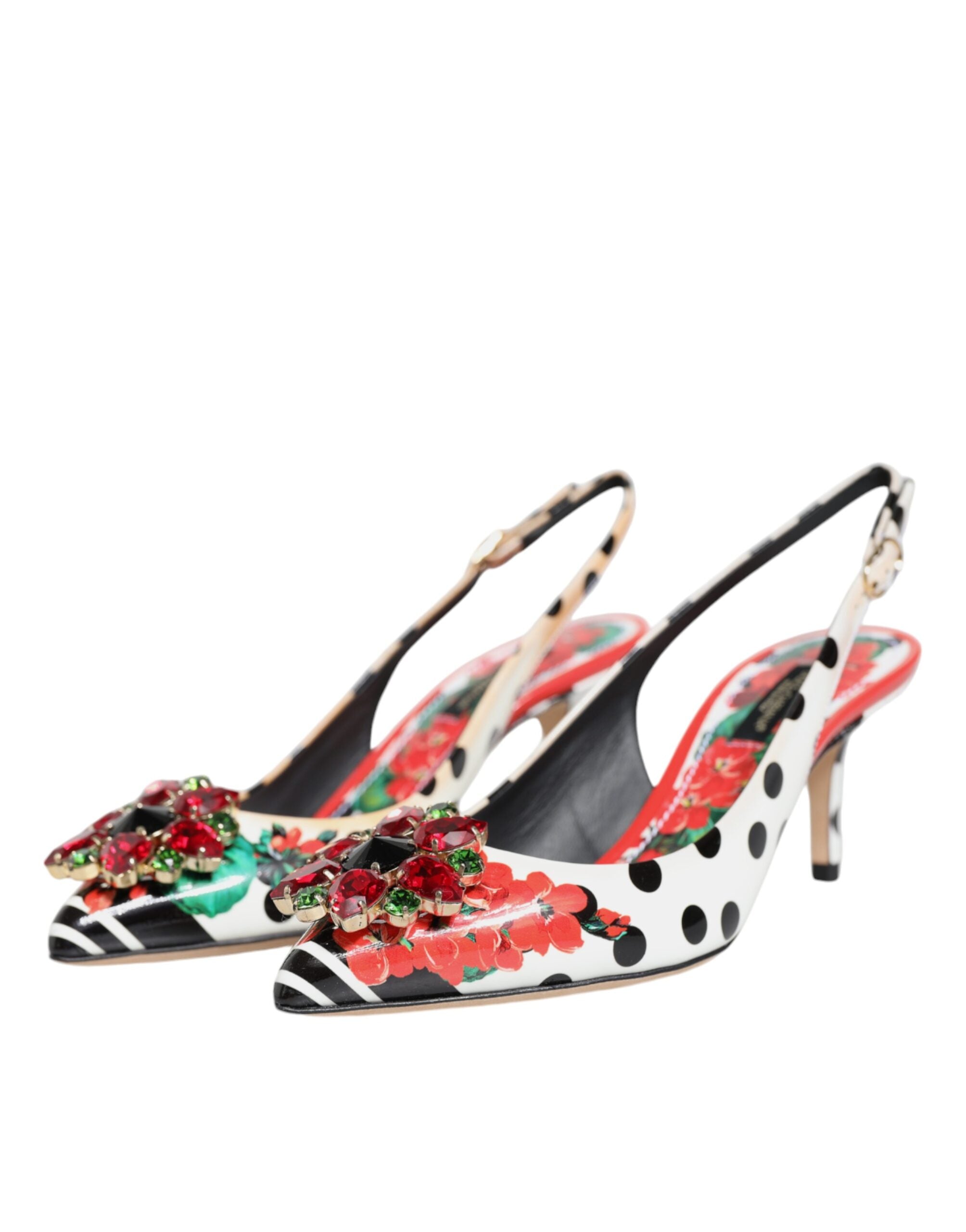 Flerfargede krystallhæler slingback-sko