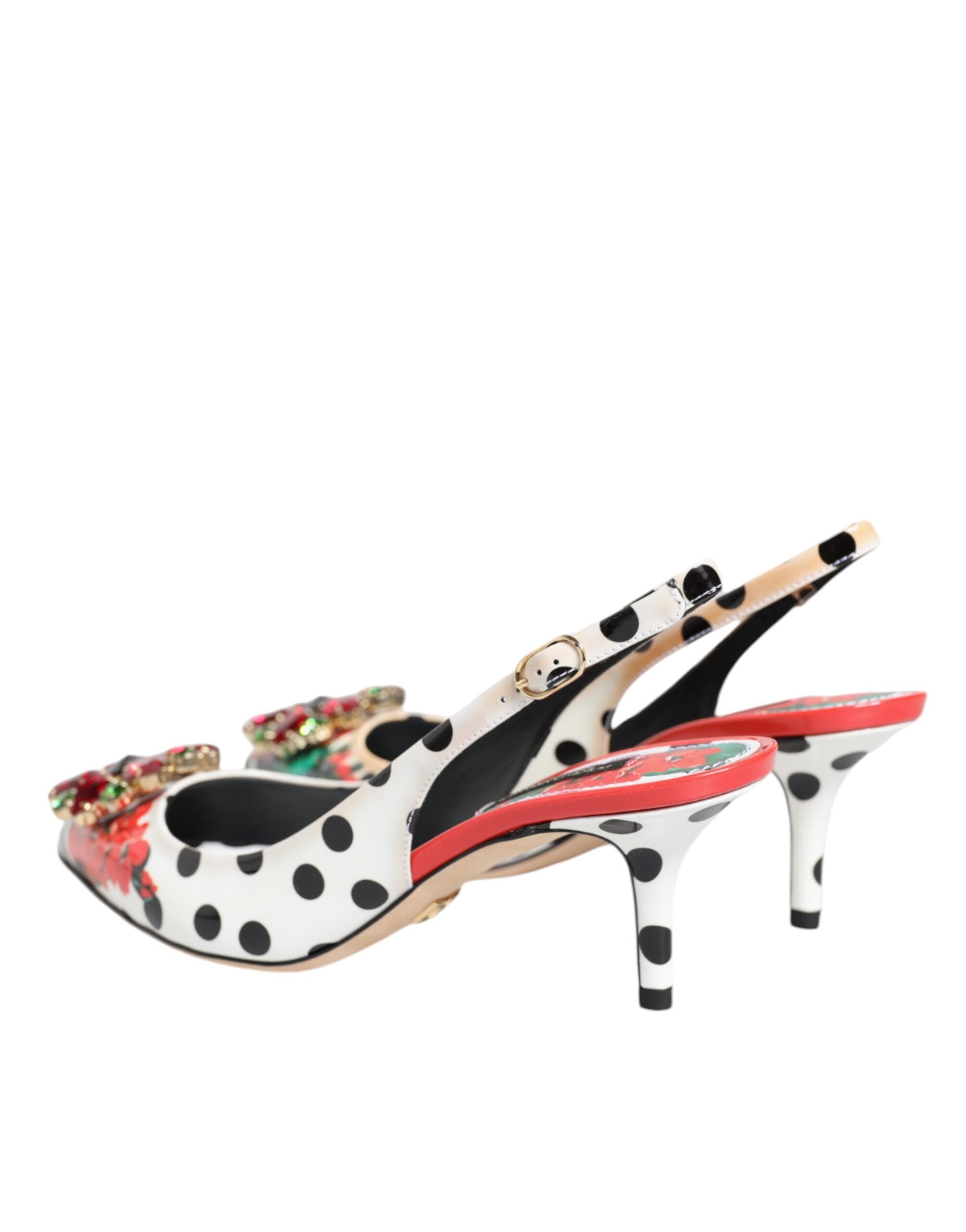 Flerfargede krystallhæler slingback-sko