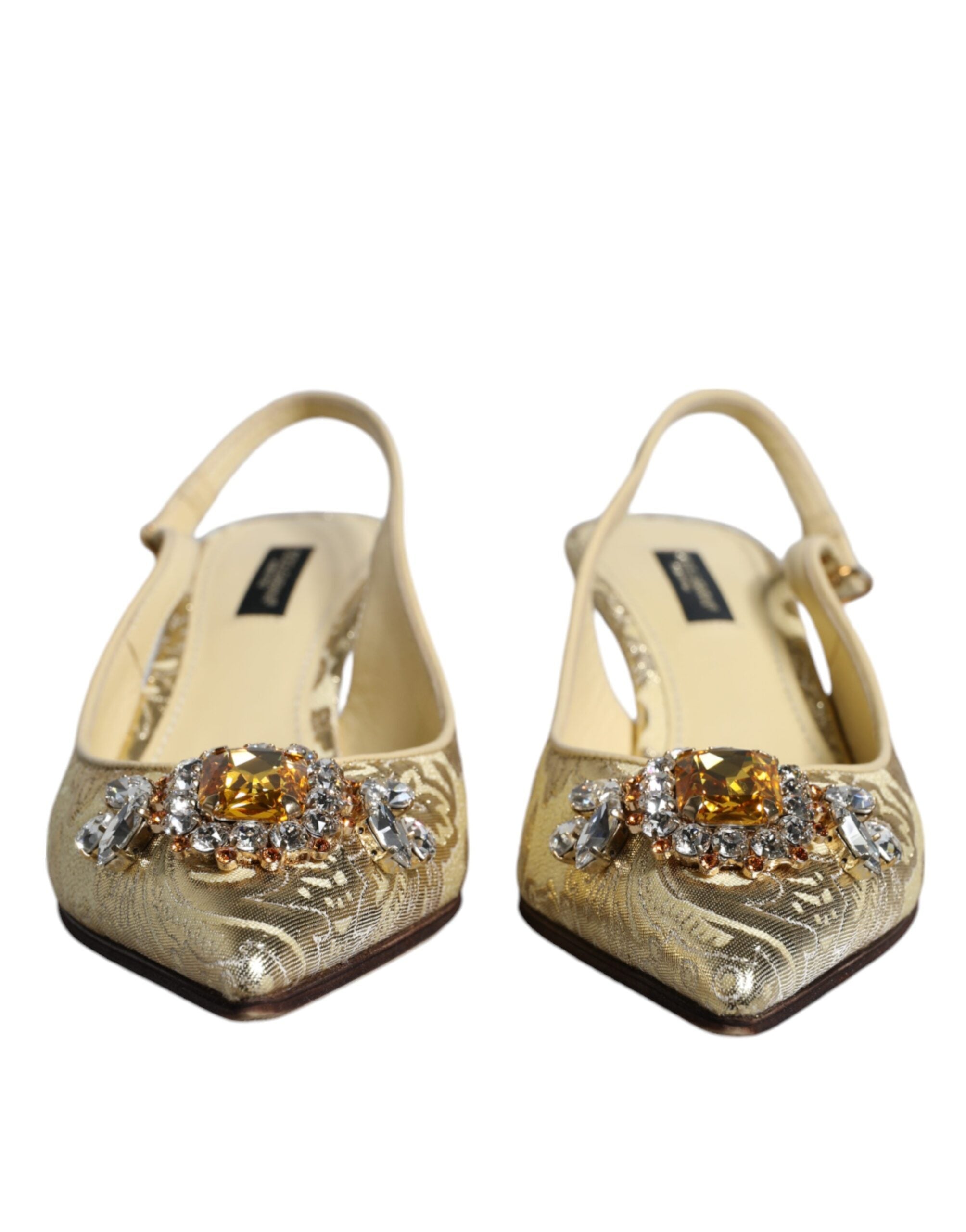 Gull Krystall Pumps Hæler Slingback Sko