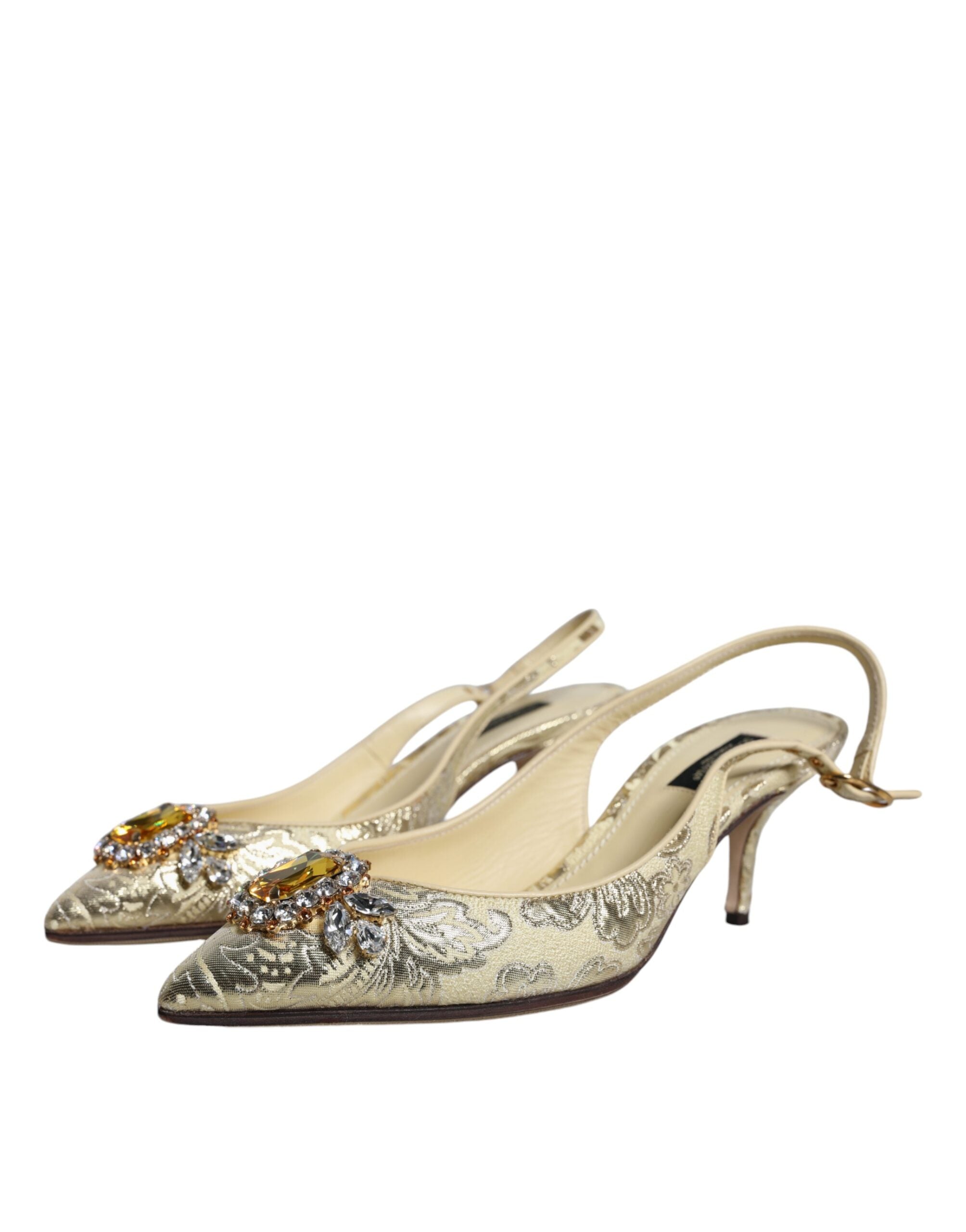 Gull Krystall Pumps Hæler Slingback Sko