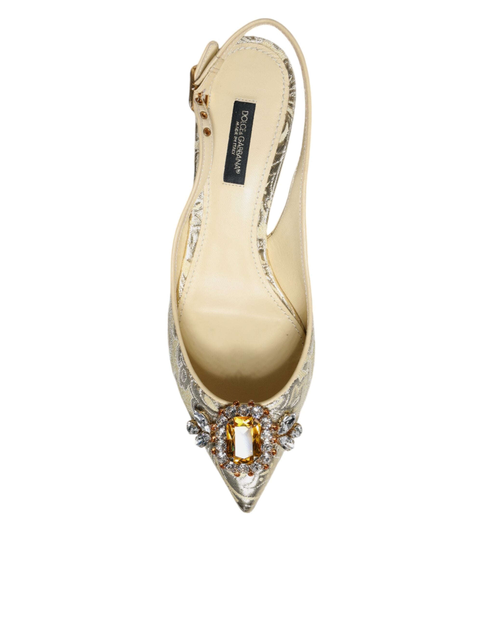Gull Krystall Pumps Hæler Slingback Sko