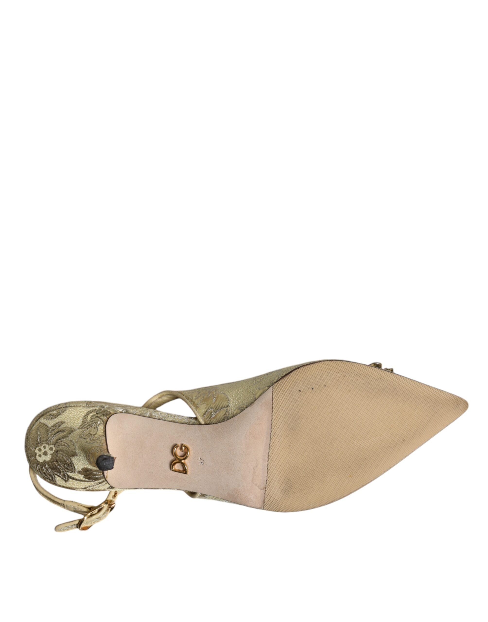 Gull Krystall Pumps Hæler Slingback Sko